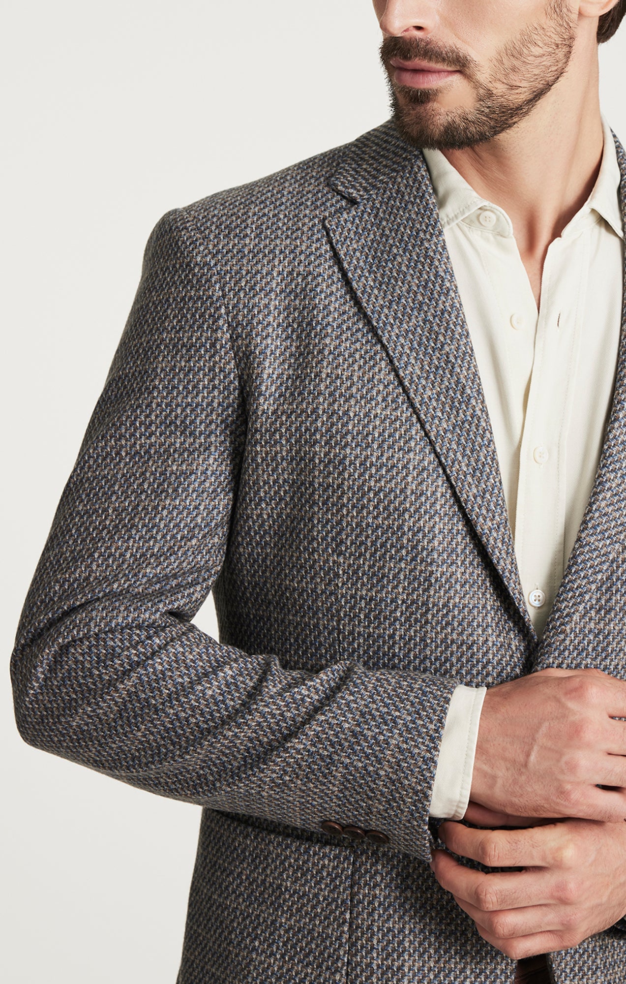 34 Heritage Matteo Mini Checked Blazer Dark Blue-Men&#39;s Blazers-Brooklyn-Vancouver-Yaletown-Canada