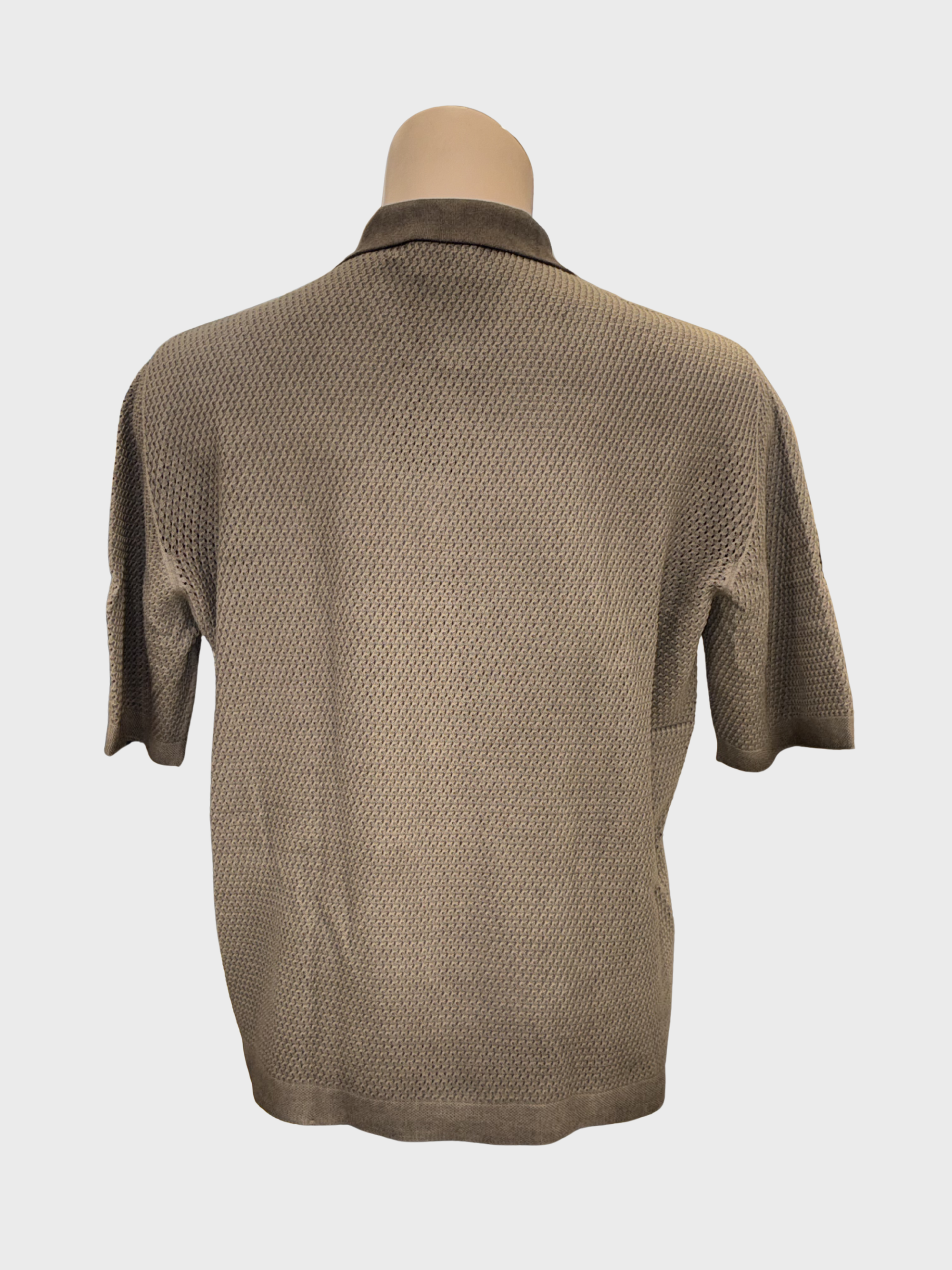Arovescio Camicia Traforato "Wave" Full Button Down Polo - Bark-Men's Sweaters-Brooklyn-Vancouver-Yaletown-Canada