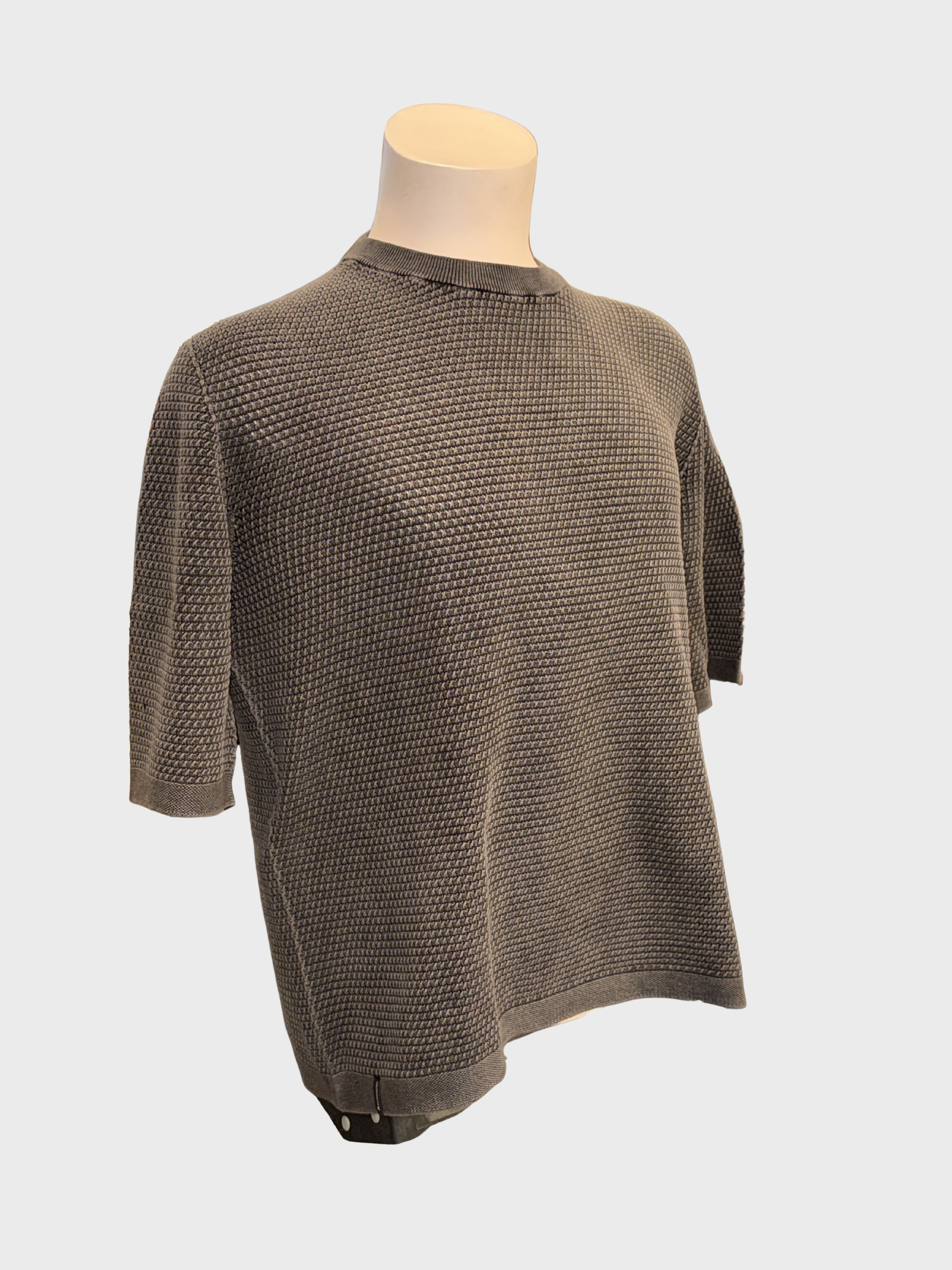 Arovescio Girocollo Mc P.To Traforato "Darkwash" Ss Crew Neck - Ebony-Men's Sweaters-Brooklyn-Vancouver-Yaletown-Canada