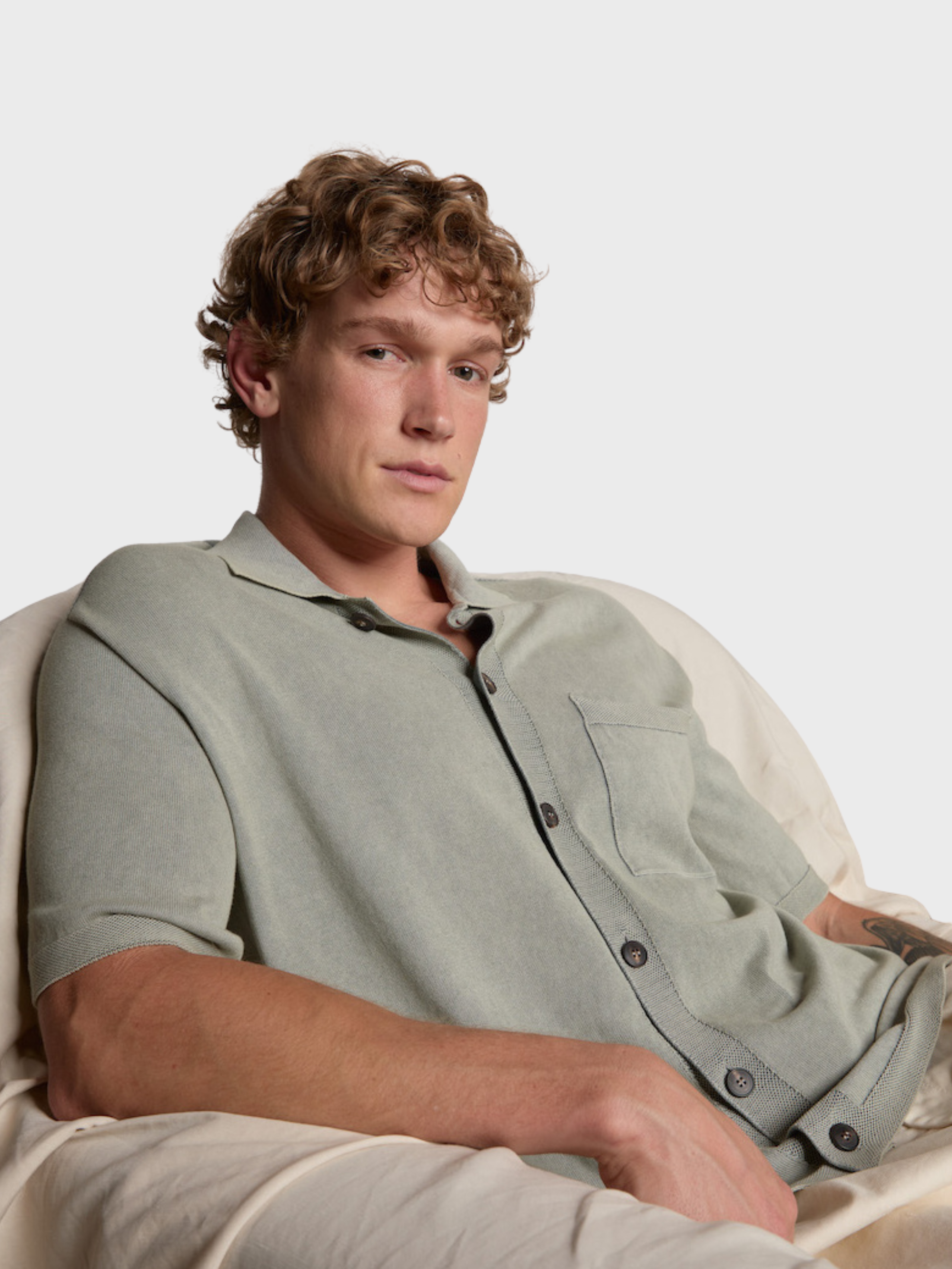Arovescio Polo With Pocket - Grape Leaf-Men's Sweaters-Brooklyn-Vancouver-Yaletown-Canada
