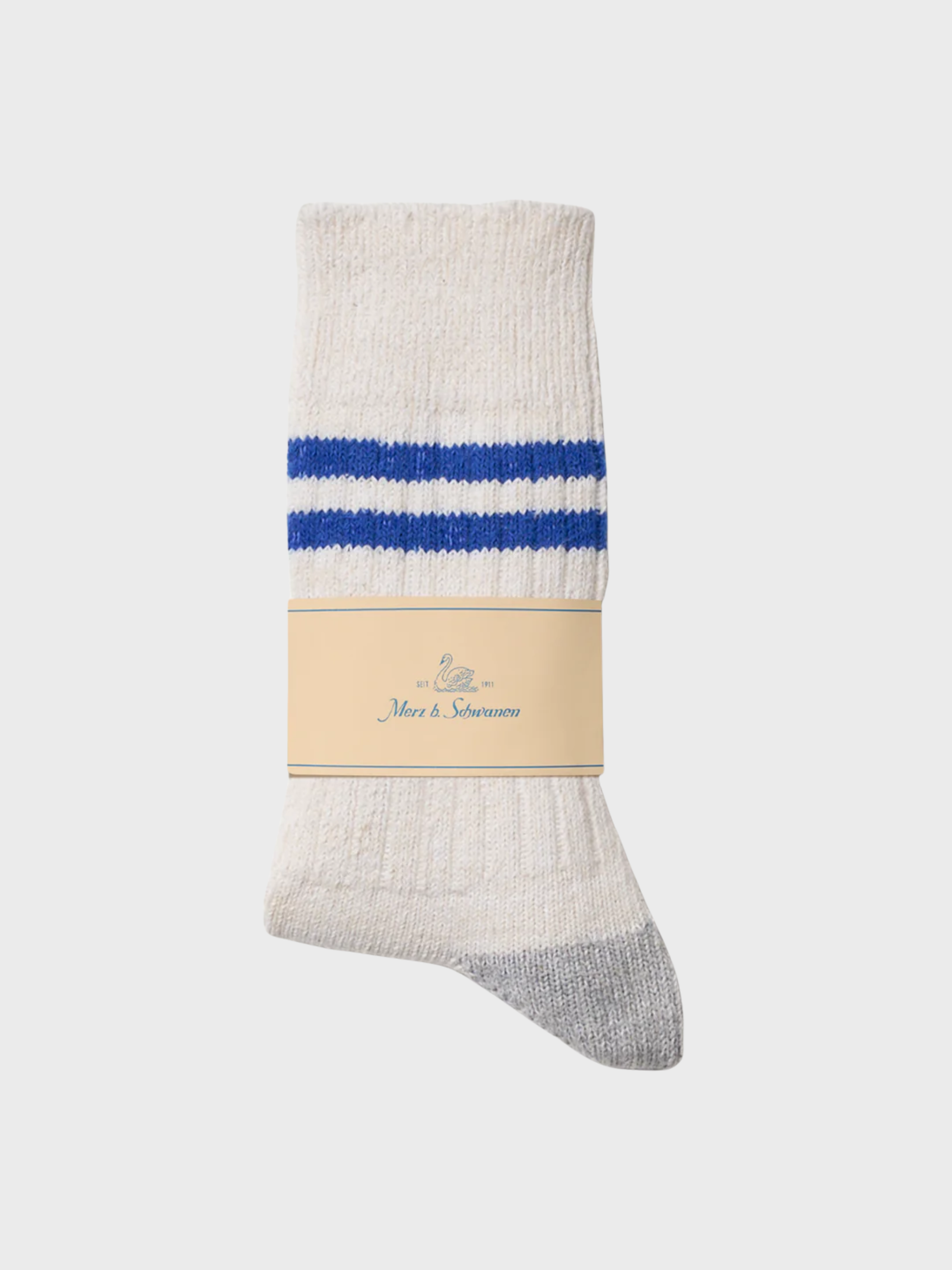 Merz Striped Cotton Socks - Nature/Swan Blue-Men's Accessories-Brooklyn-Vancouver-Yaletown-Canada