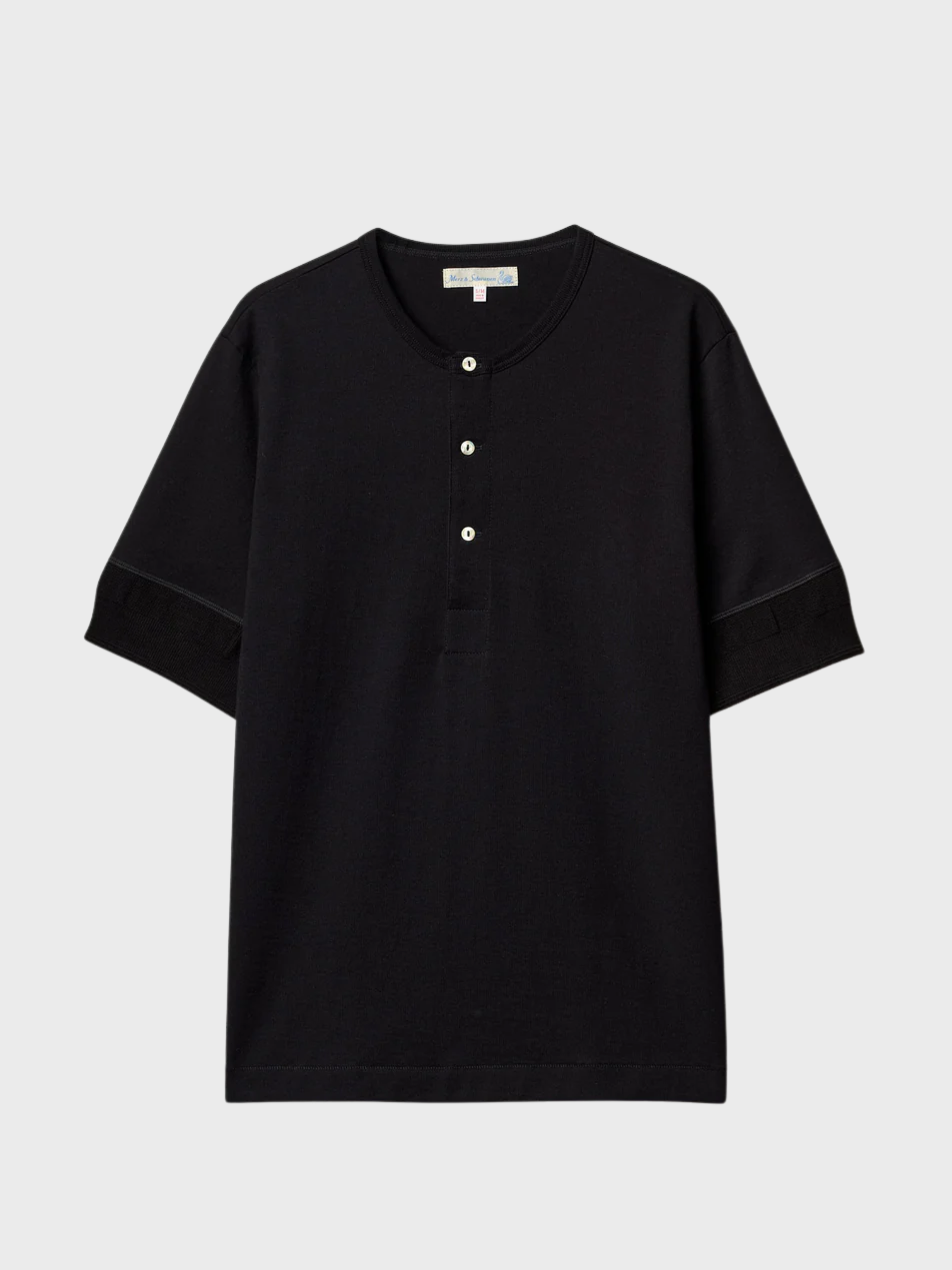 Merz Vintage Machine Refined Classic Fit Short Sleeve Henley - Deep Black-Men's T-Shirts-Brooklyn-Vancouver-Yaletown-Canada