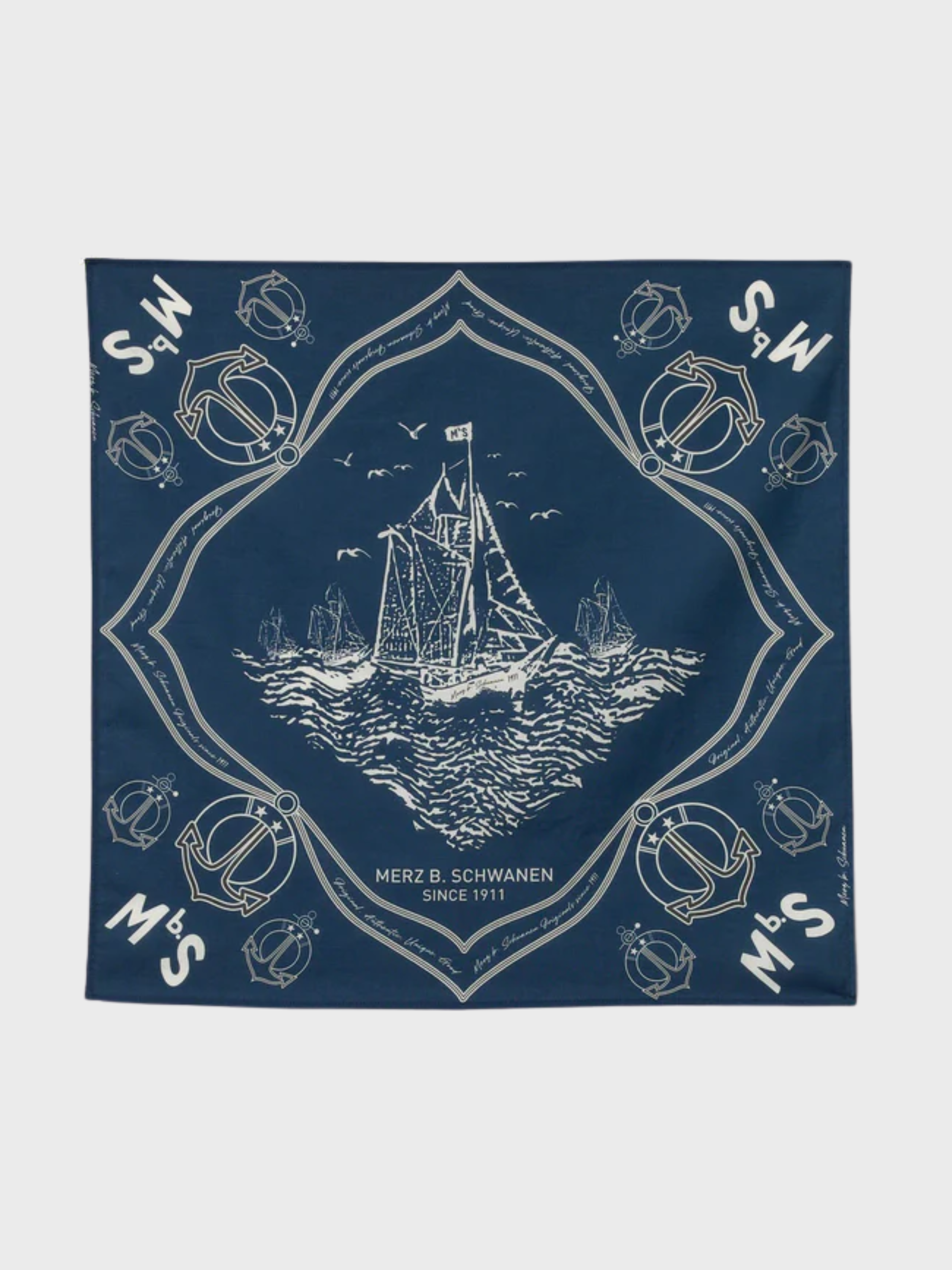 Merz MbS Logo Lightweight Cotton Poplin Bandana - Ink Blue-Men's Accessories-Brooklyn-Vancouver-Yaletown-Canada