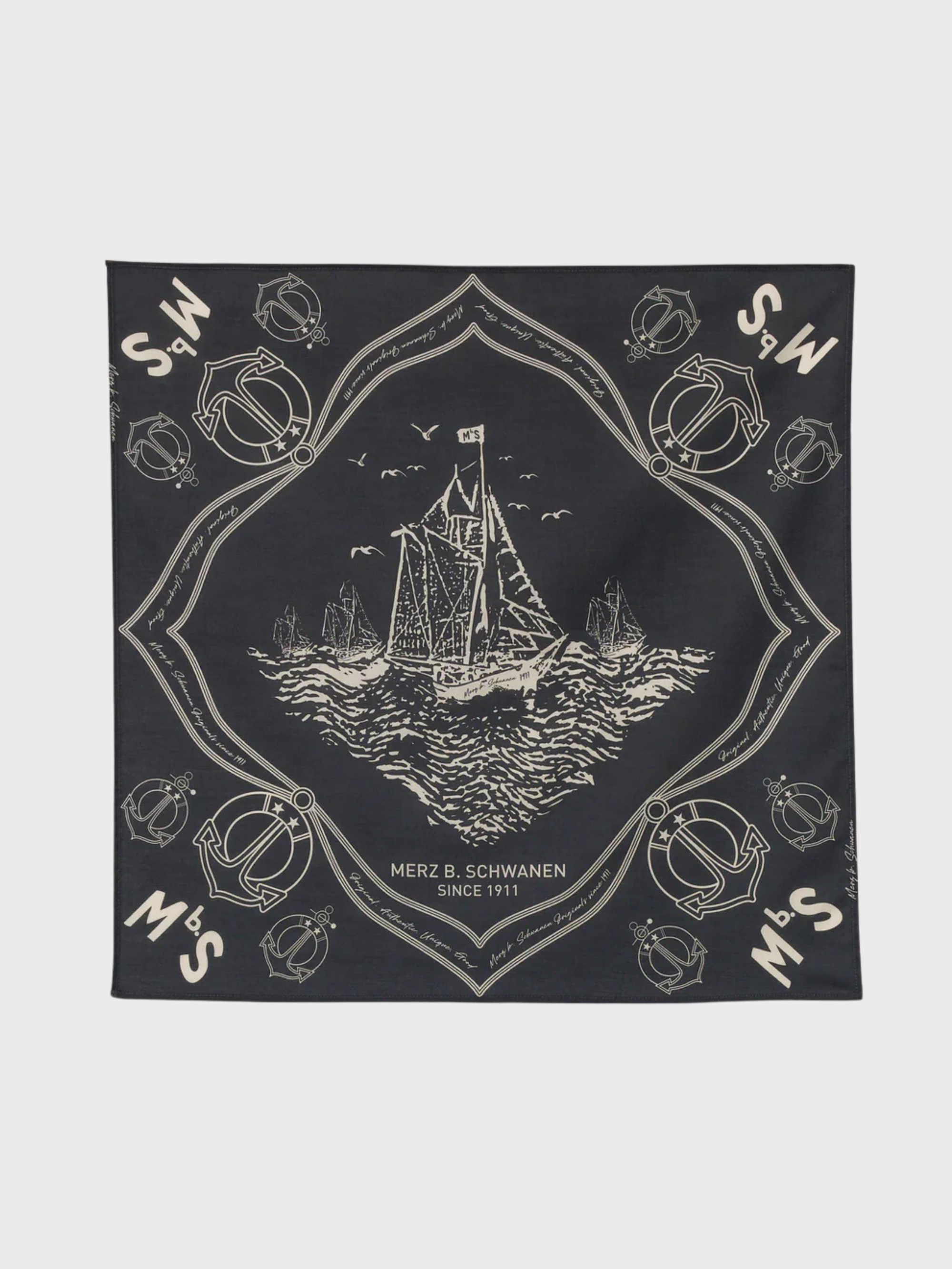 Merz MbS Logo Lightweight Cotton Poplin Bandana - Charcoal-Men's Accessories-Brooklyn-Vancouver-Yaletown-Canada