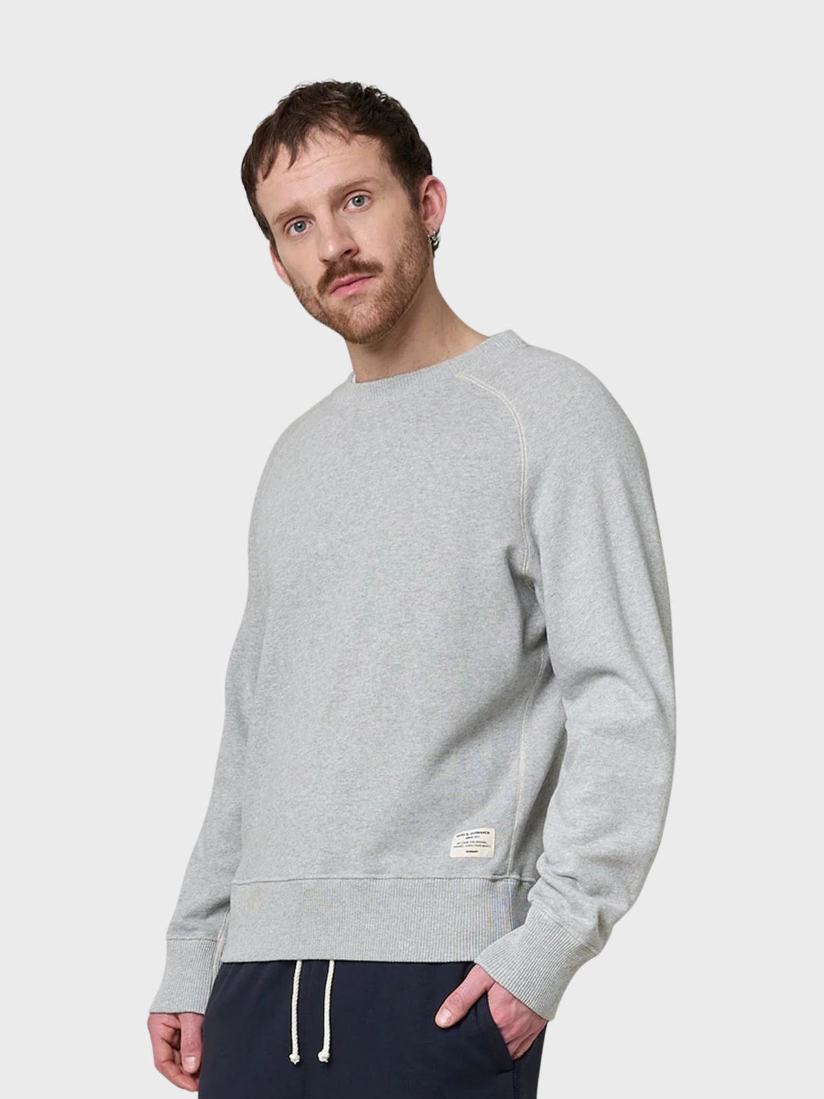 Merz Retro Fleece Raglan Cotton Sweatshirt - Grey Melange-Men's Sweatshirts-Brooklyn-Vancouver-Yaletown-Canada
