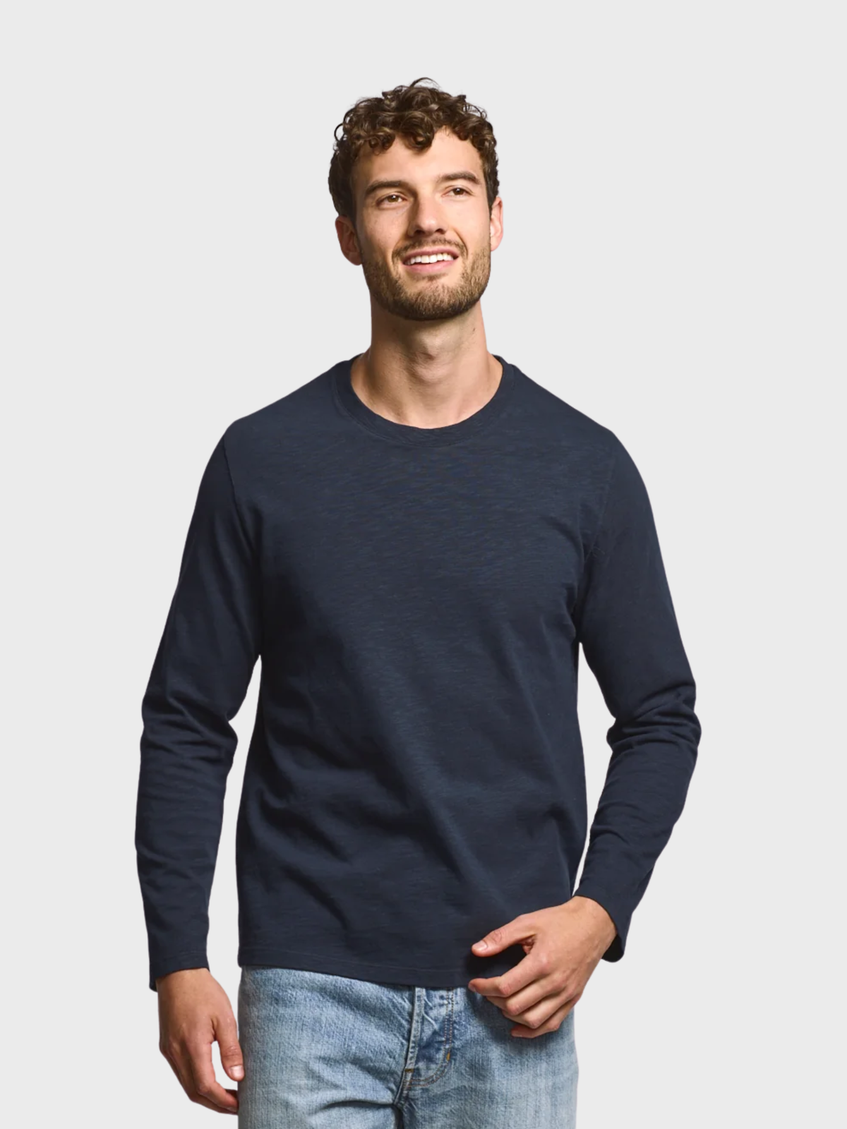 Easy Mondays Long Sleeve Slub Cotton T-Shirt - Navy-Men's T-Shirts-Brooklyn-Vancouver-Yaletown-Canada