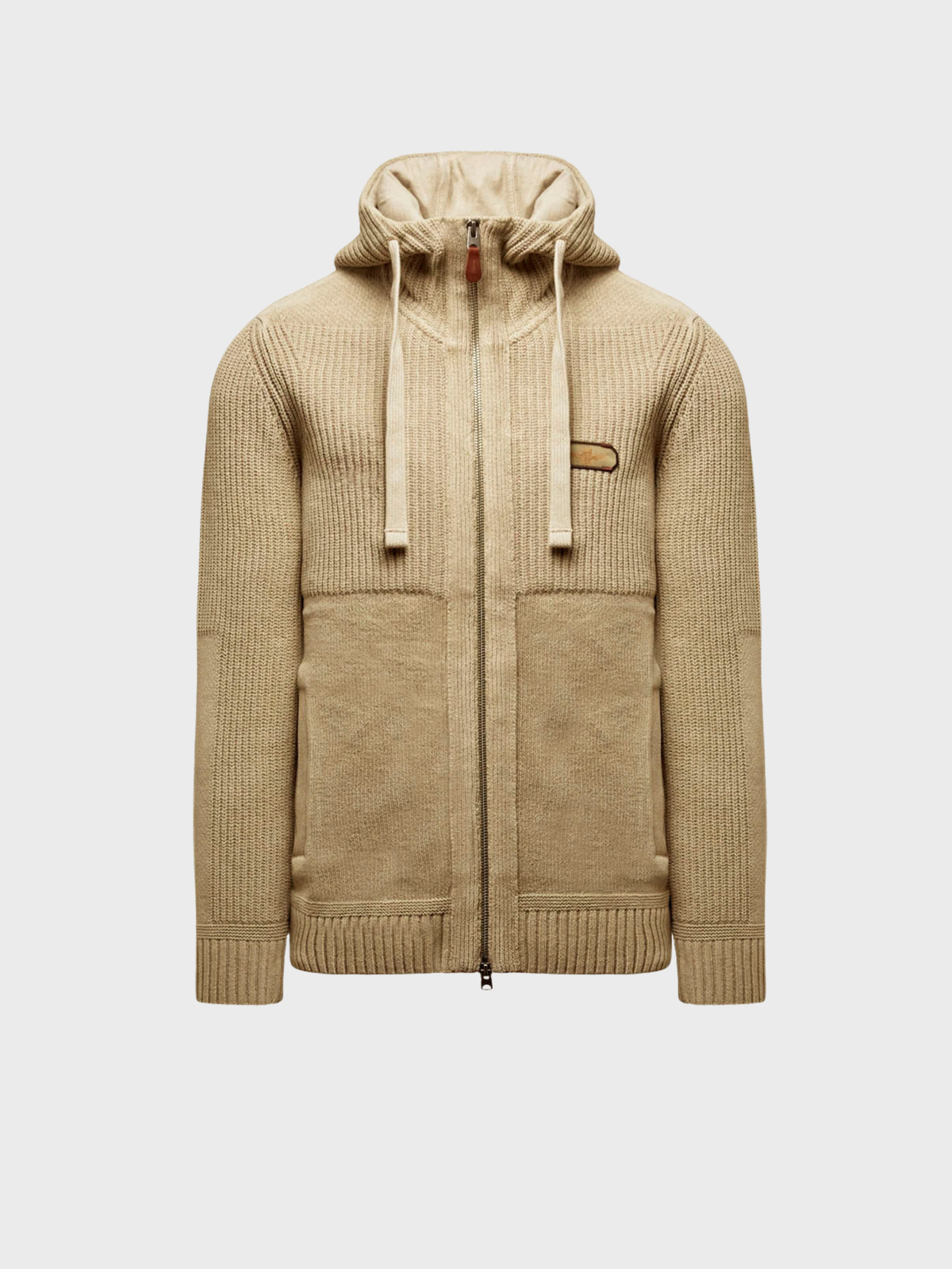 Aeronautica Militare Full Zip Hooded Sweater - Hazelnut-Men's Sweaters-Brooklyn-Vancouver-Yaletown-Canada