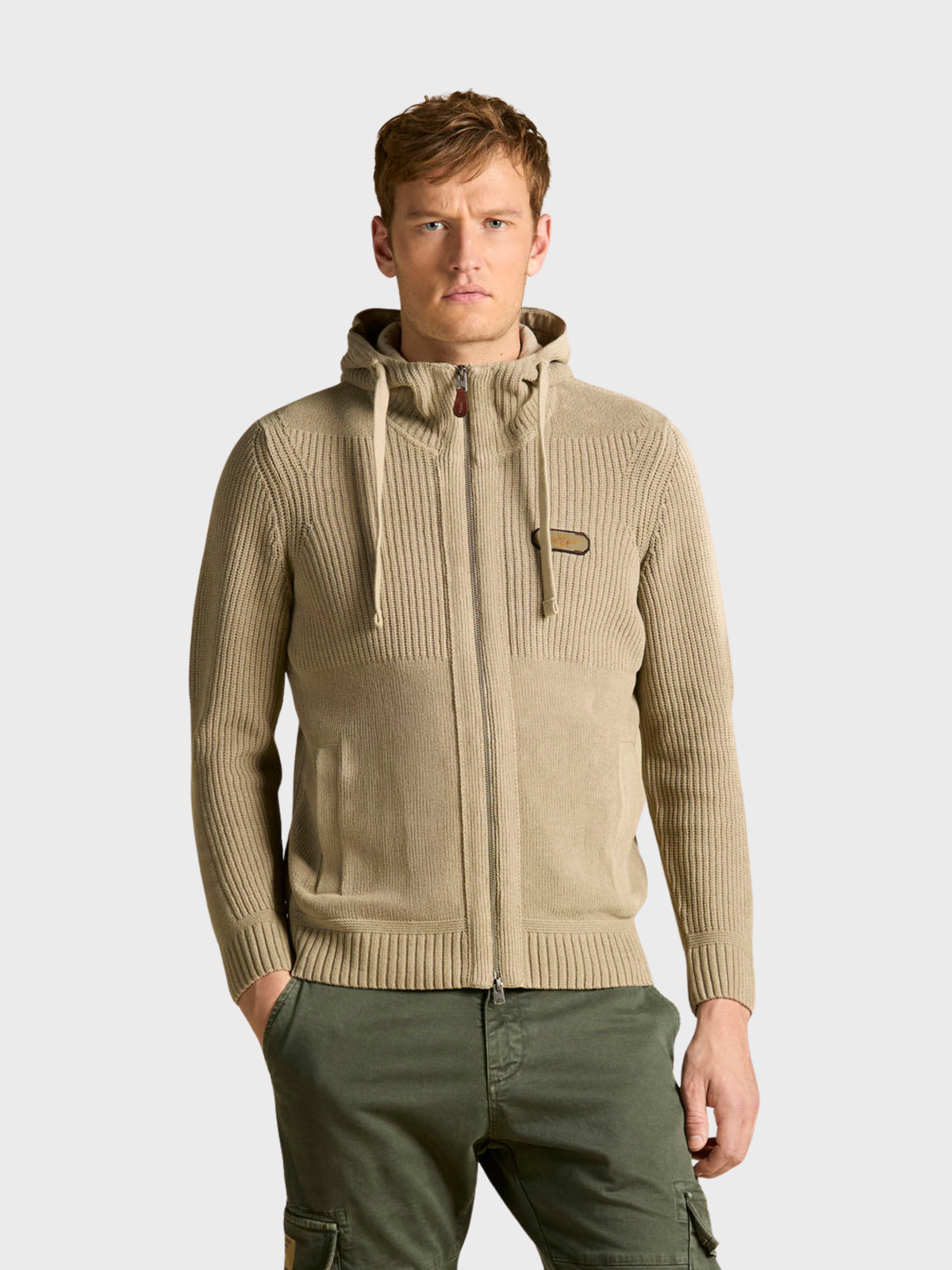 Aeronautica Militare Full Zip Hooded Sweater - Hazelnut-Men's Sweaters-Brooklyn-Vancouver-Yaletown-Canada