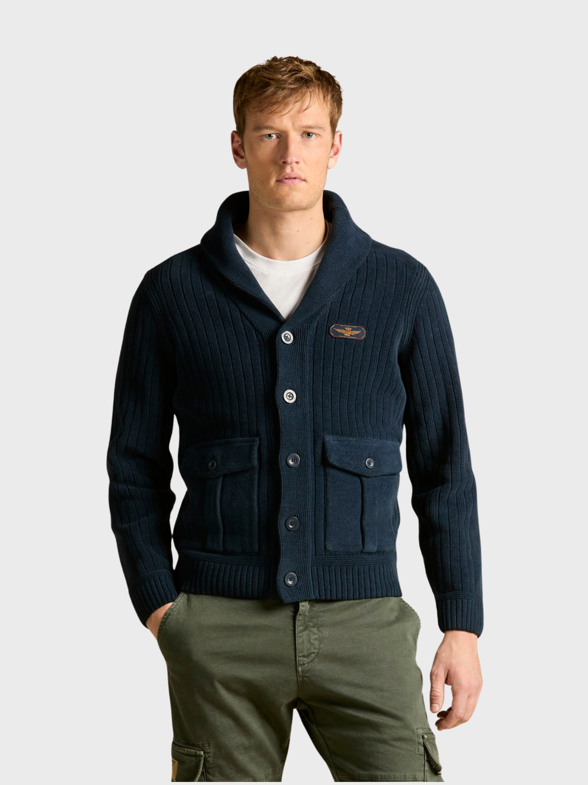 Aeronautica Militare Cardigan - Navy-Men's Sweaters-Brooklyn-Vancouver-Yaletown-Canada