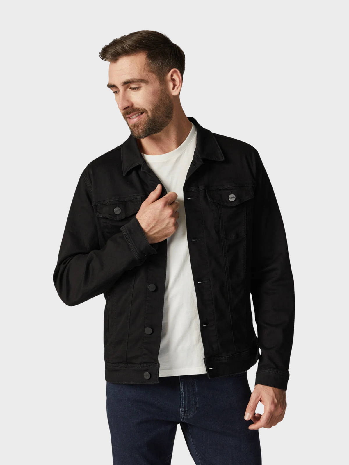 34 Heritage - Travis Black Brushed Denim Jacket-Men's Jackets-Brooklyn-Vancouver-Yaletown-Canada