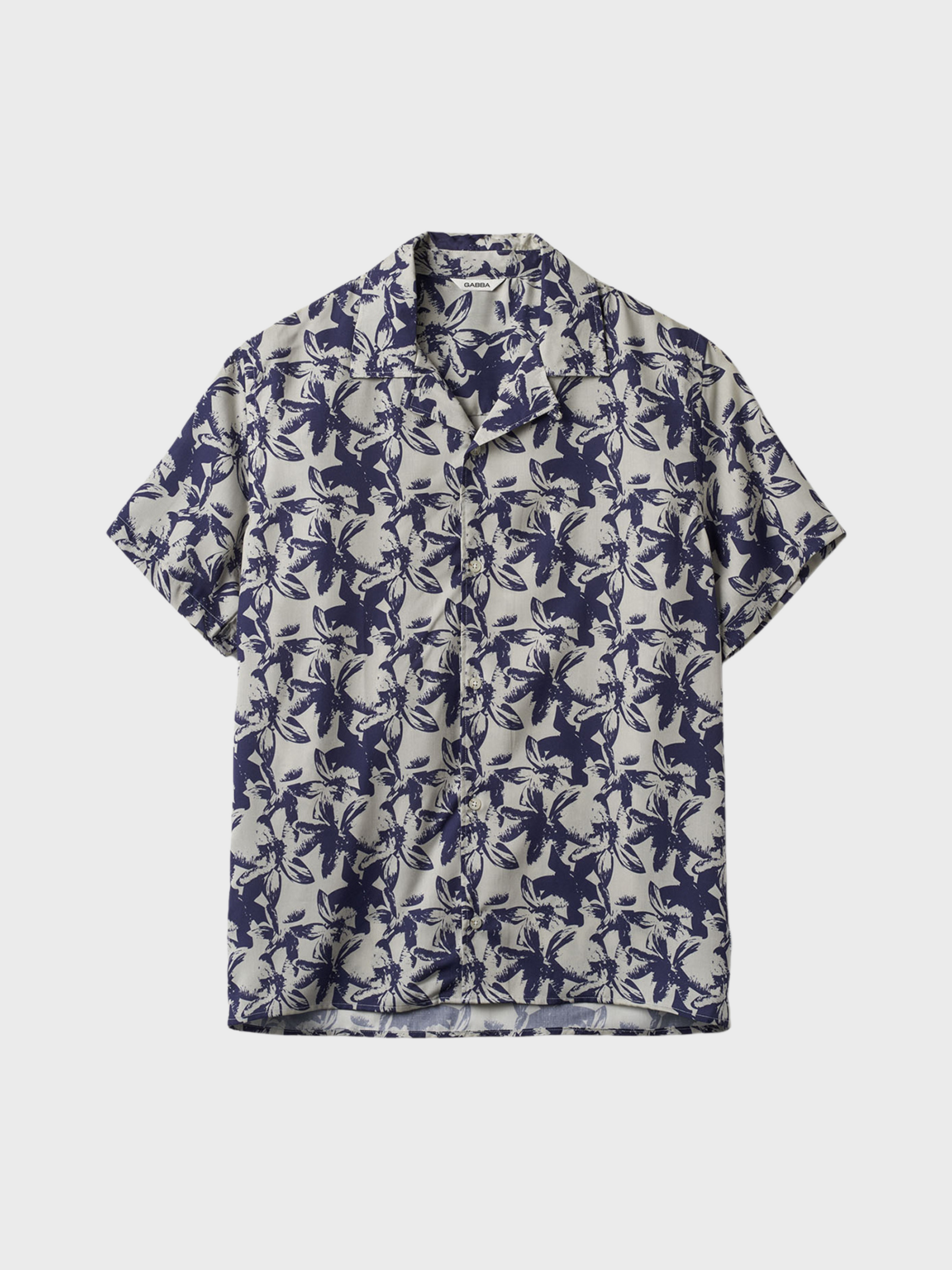 Gabba Tencel Pattern SS Shirt Black with Flowers-Men's Shirts-Brooklyn-Vancouver-Yaletown-Canada
