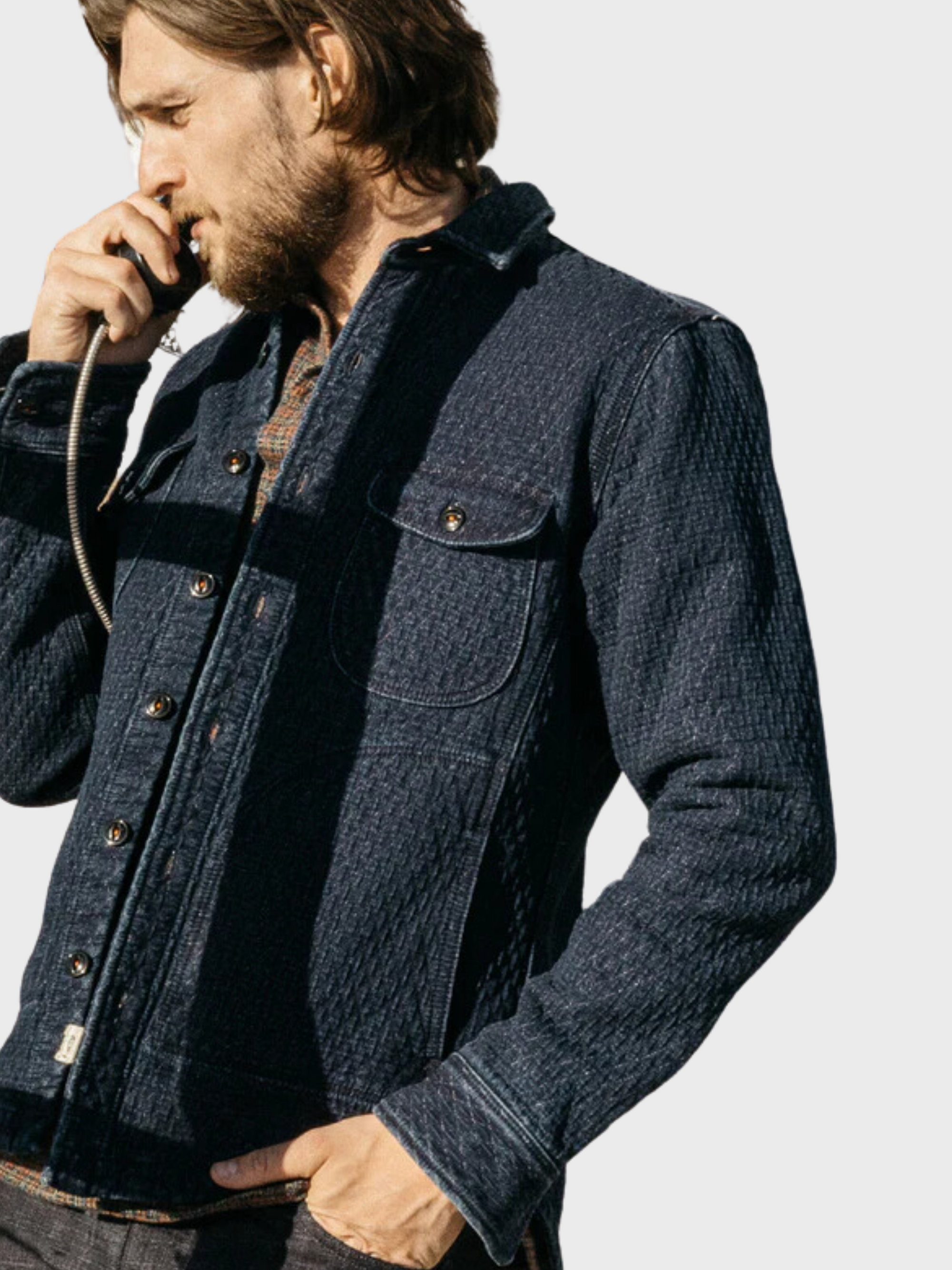 Kato Jacket The Anvil Shirt Jacket Quilt Denim Dark Indigo-Men's Jackets-Brooklyn-Vancouver-Yaletown-Canada