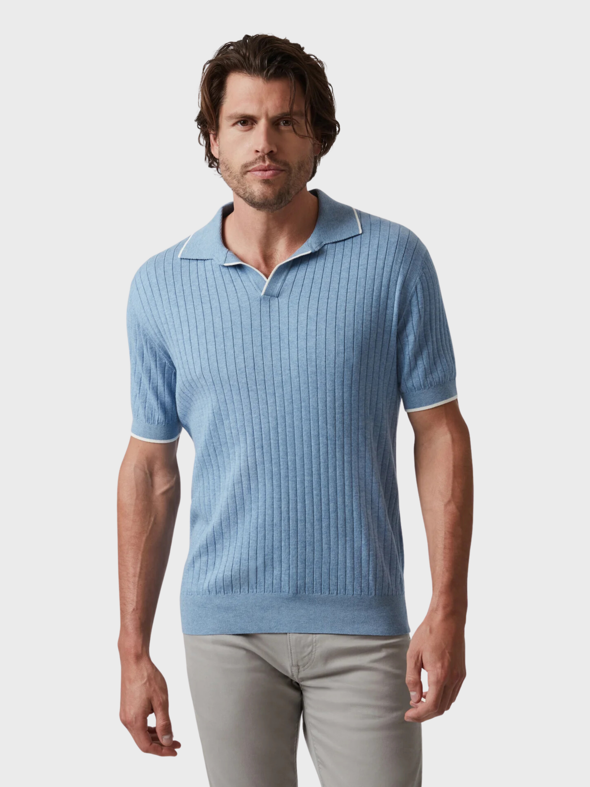 34 Heritage Polo Sweater - Blue-Men's Sweaters-Brooklyn-Vancouver-Yaletown-Canada
