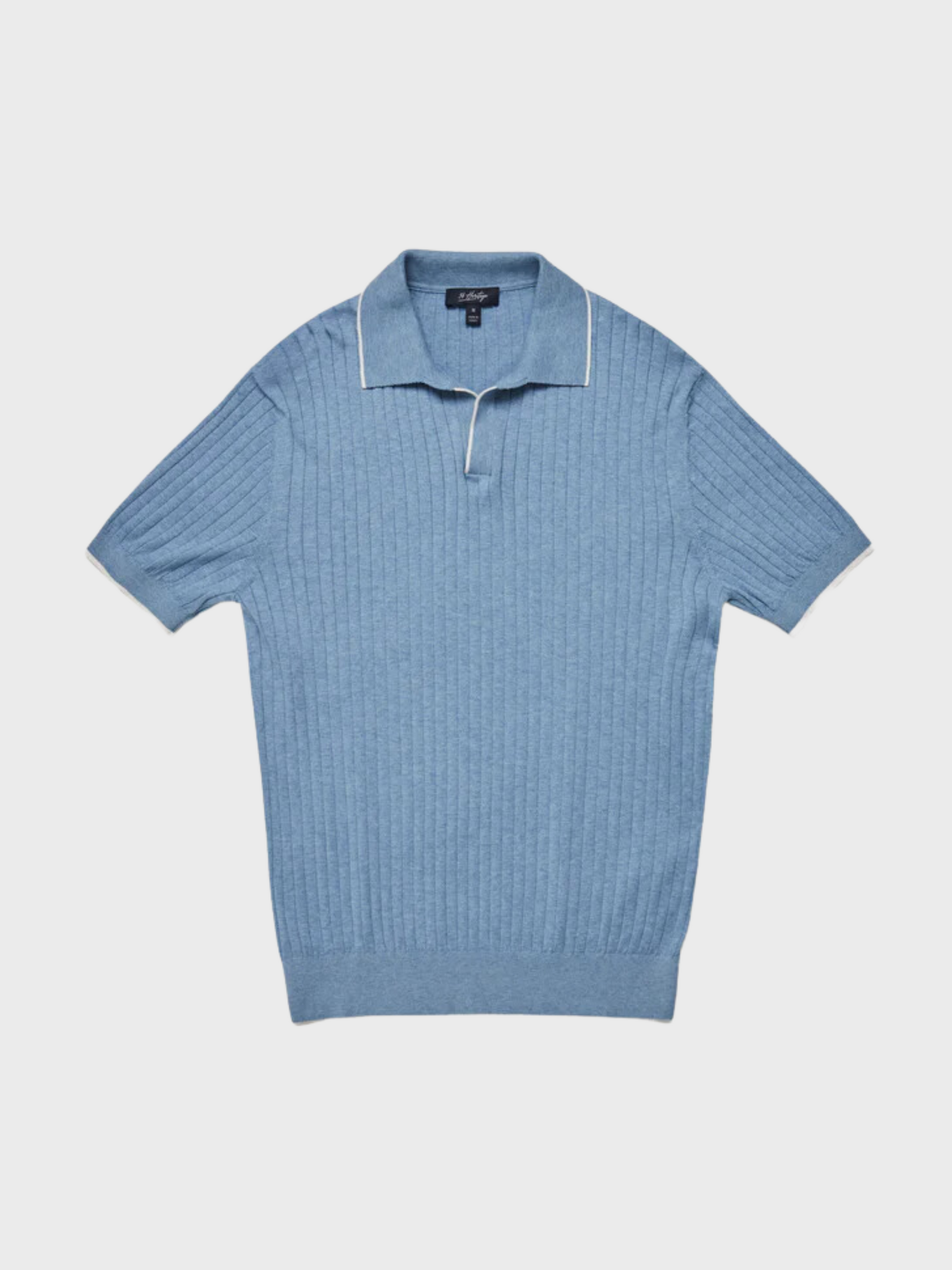 34 Heritage Polo Sweater - Blue-Men's Sweaters-Brooklyn-Vancouver-Yaletown-Canada