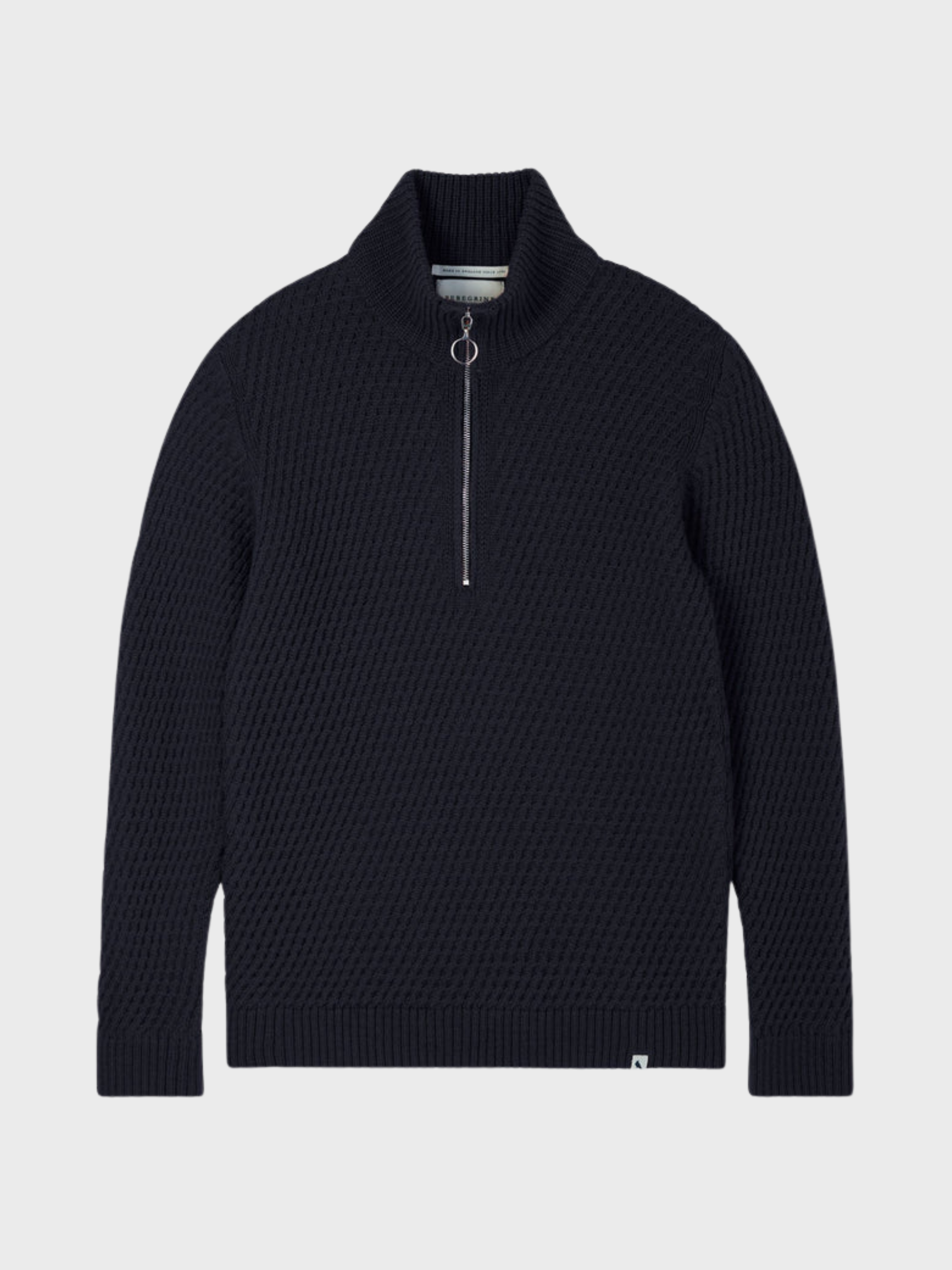 Peregrine Birchall Quarter Zip Jumper - Navy-Men's Sweaters-Brooklyn-Vancouver-Yaletown-Canada