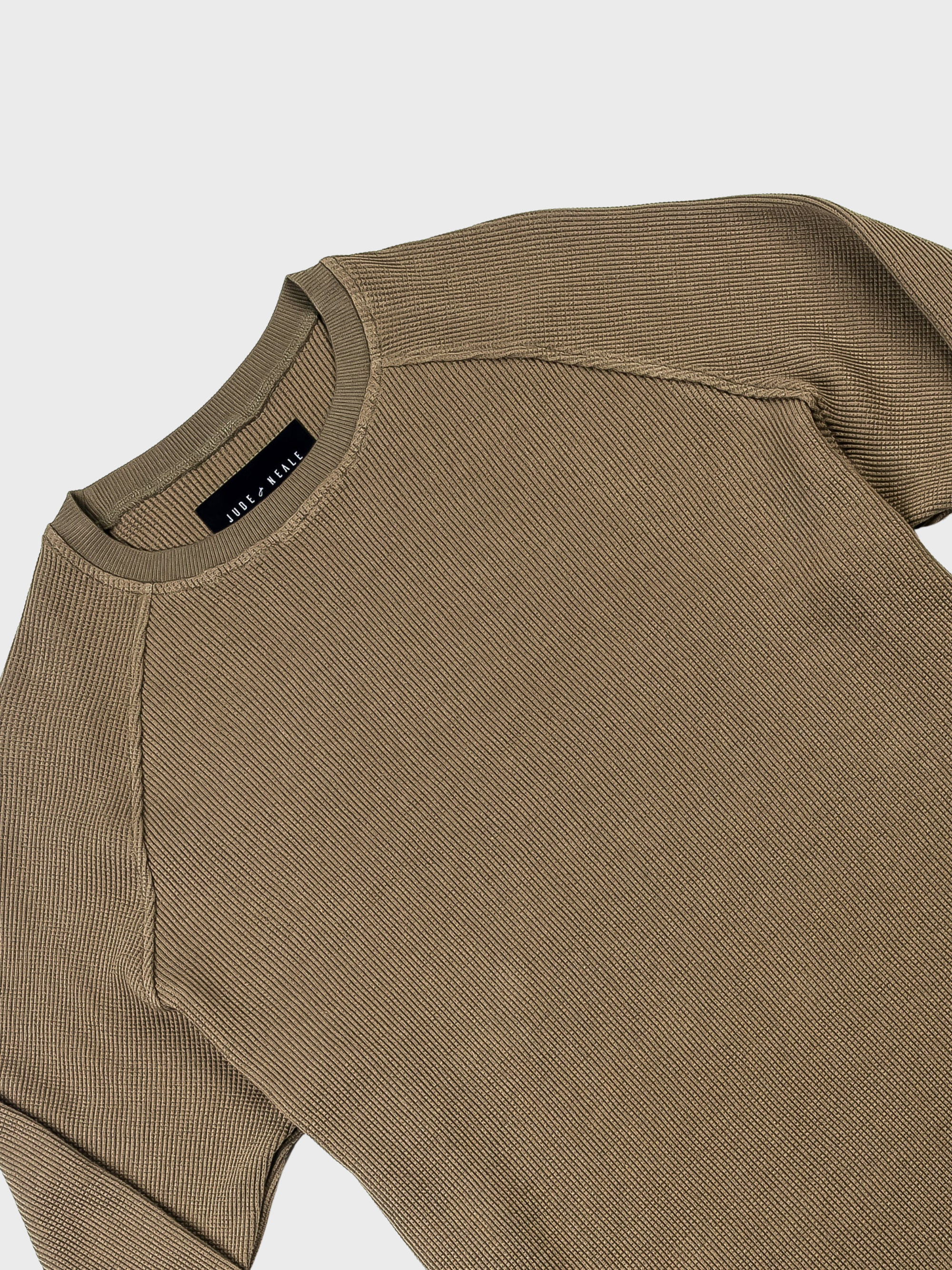 Jude Neale Rogan Waffle Long Sleeve - Army-Men's Shirts-Brooklyn-Vancouver-Yaletown-Canada
