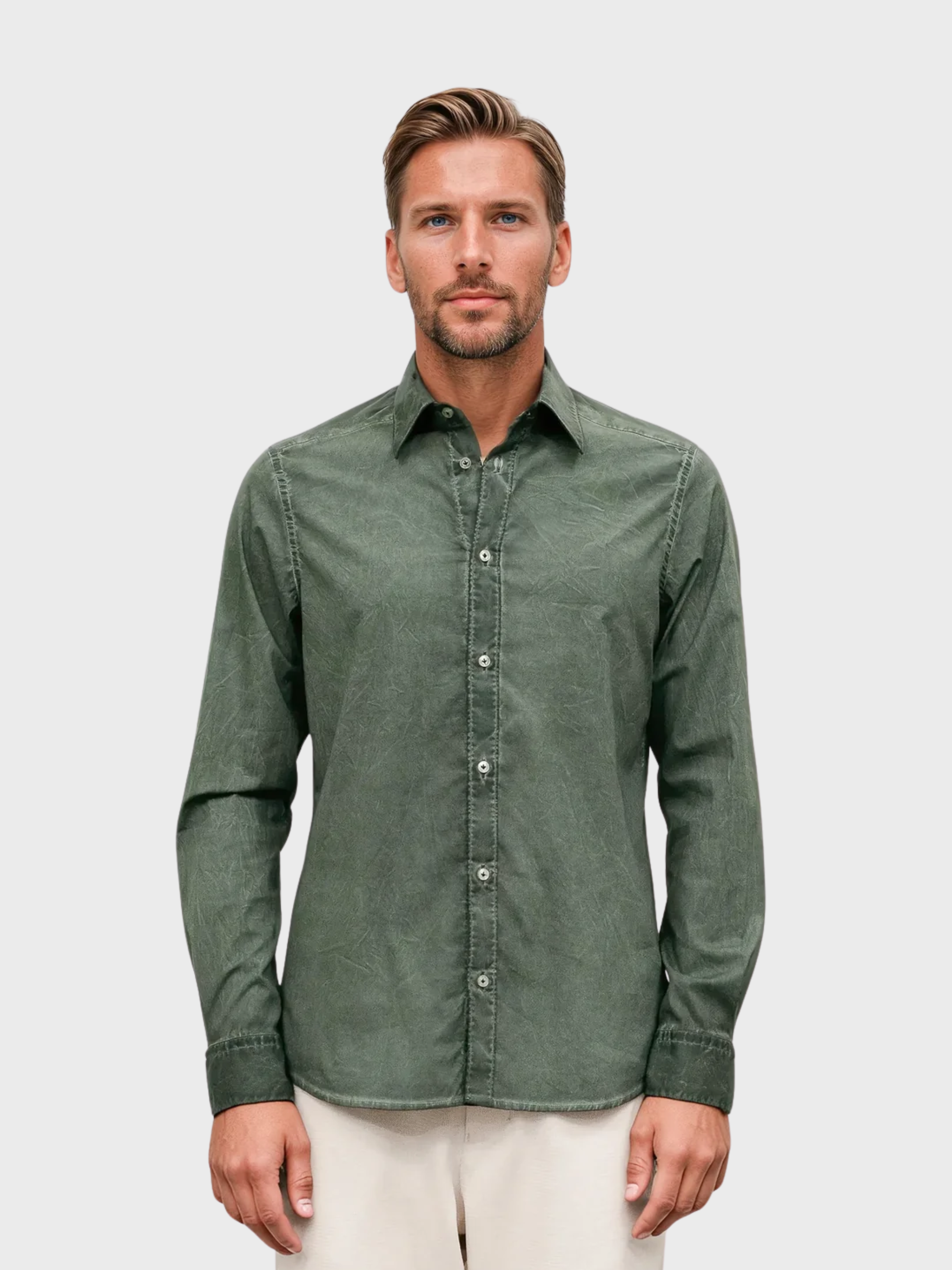 Ploumanch Harrison Poplin Shirt - Classic Fit - Nori-Men's Shirts-Brooklyn-Vancouver-Yaletown-Canada
