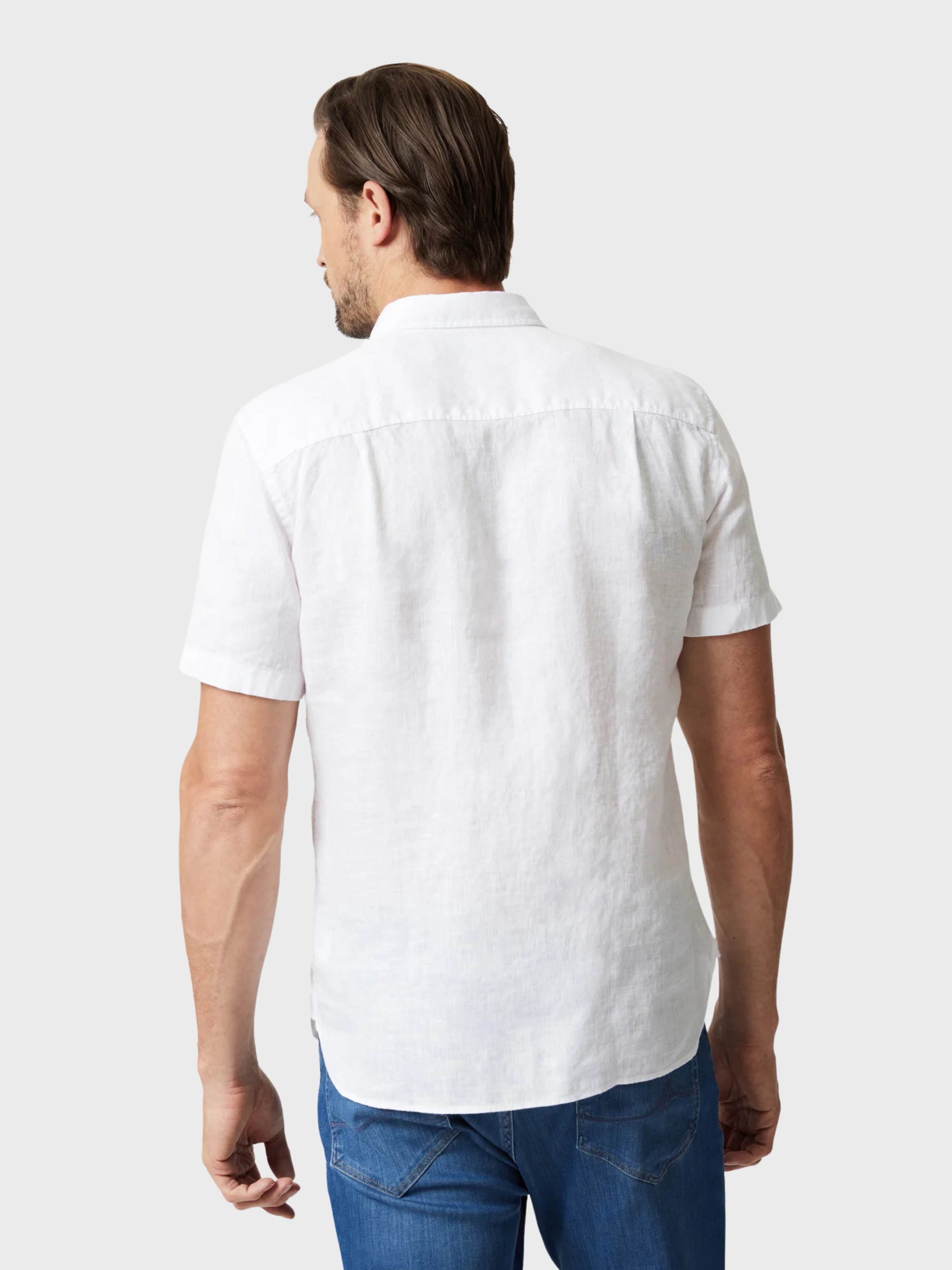 34 Heritage Linen Short Sleeve Shirt - Bright White-Men's Shirts-Brooklyn-Vancouver-Yaletown-Canada
