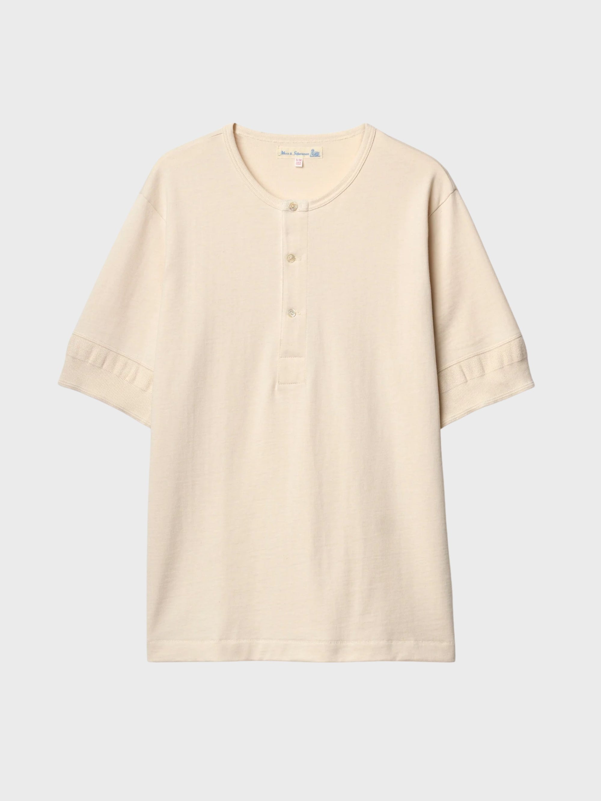 Merz Vintage Machine Refined Classic Fit Short Sleeve Henley - Nature-Men's T-Shirts-Brooklyn-Vancouver-Yaletown-Canada