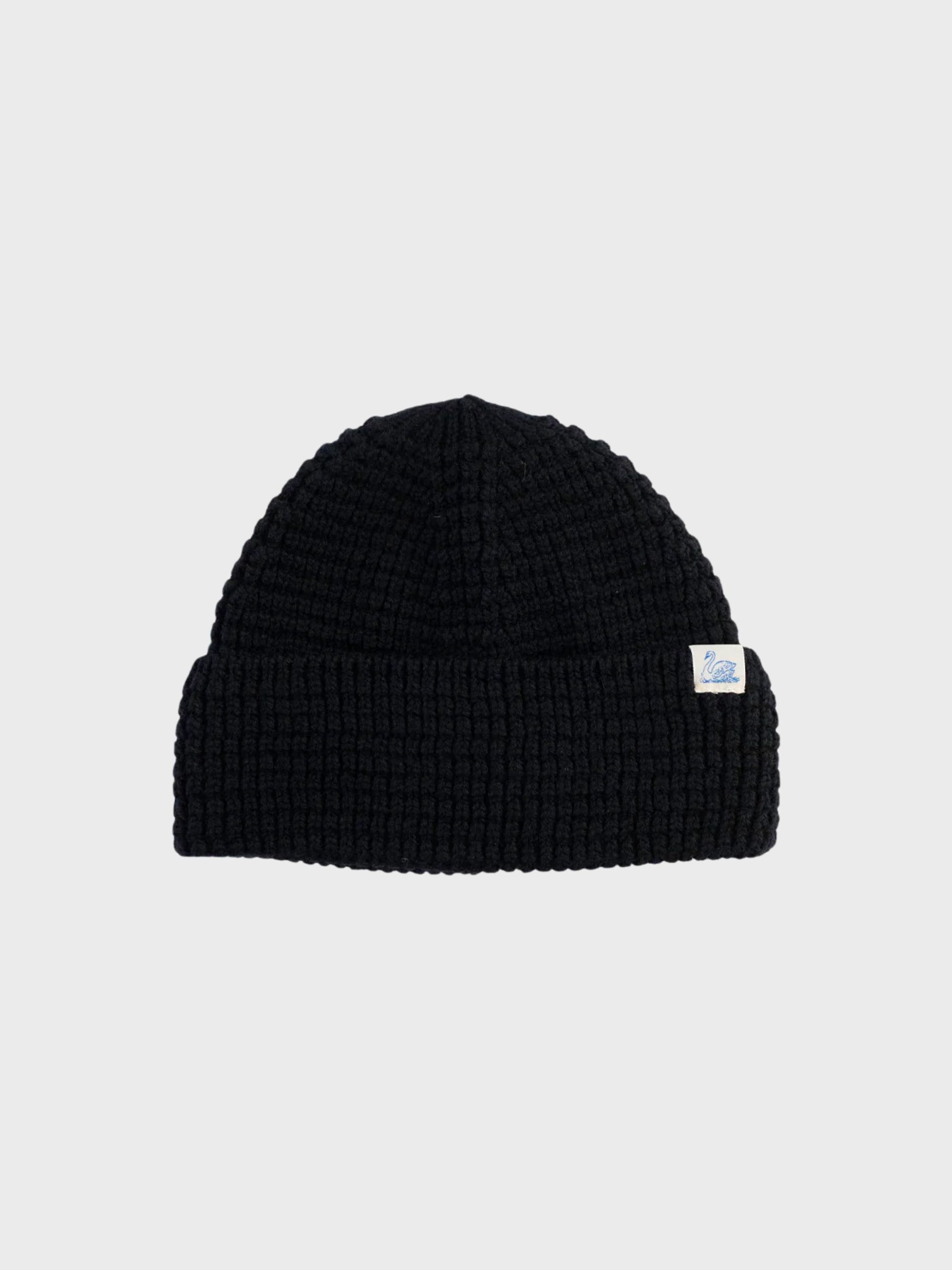 Merz Men's Sturdy Beanie, Waffle Structure, Merino Wool - deep black-Men's Accessories-Brooklyn-Vancouver-Yaletown-Canada