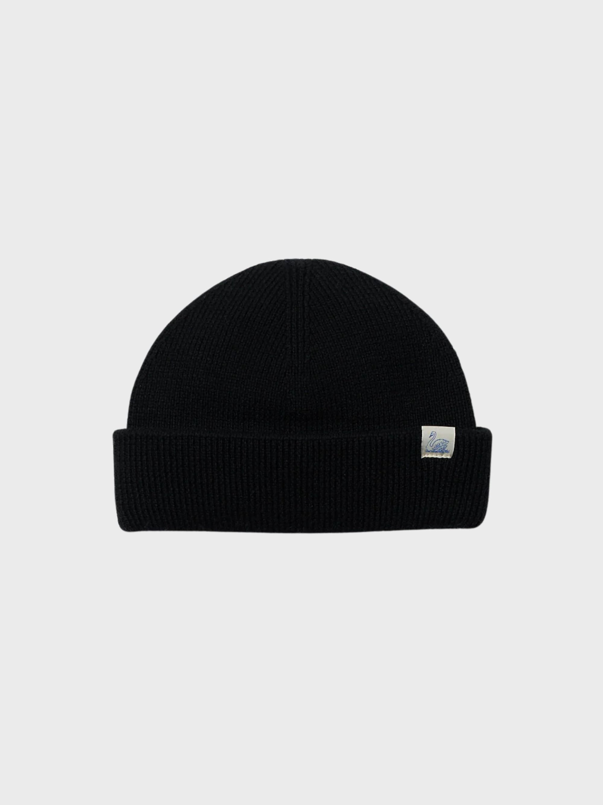 Merz Watch Cap, Ribbed Structure, Merino Wool - deep black-Men's Accessories-Brooklyn-Vancouver-Yaletown-Canada