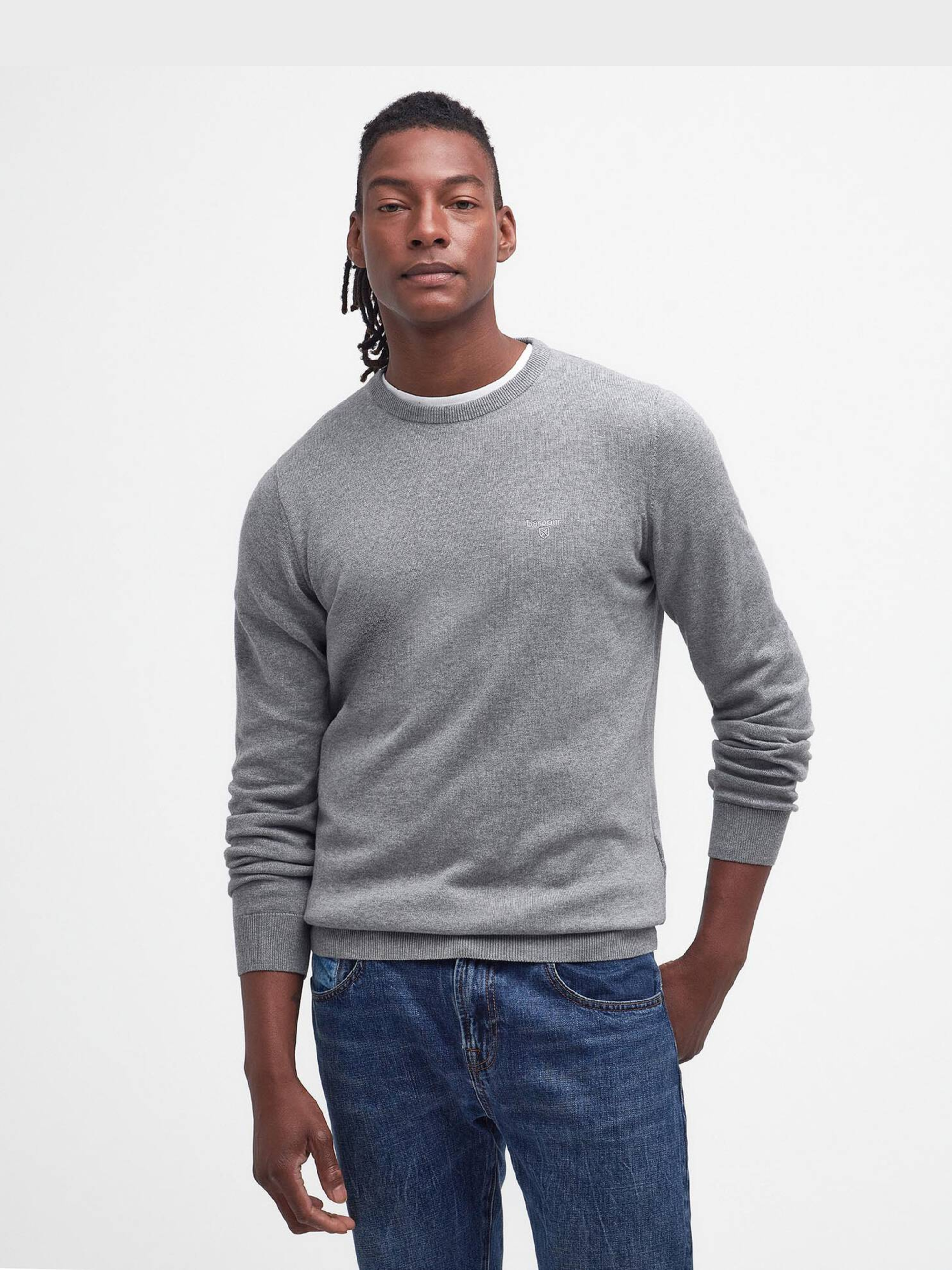 Barbour Pima Crew - Grey-Men's Sweaters-Brooklyn-Vancouver-Yaletown-Canada