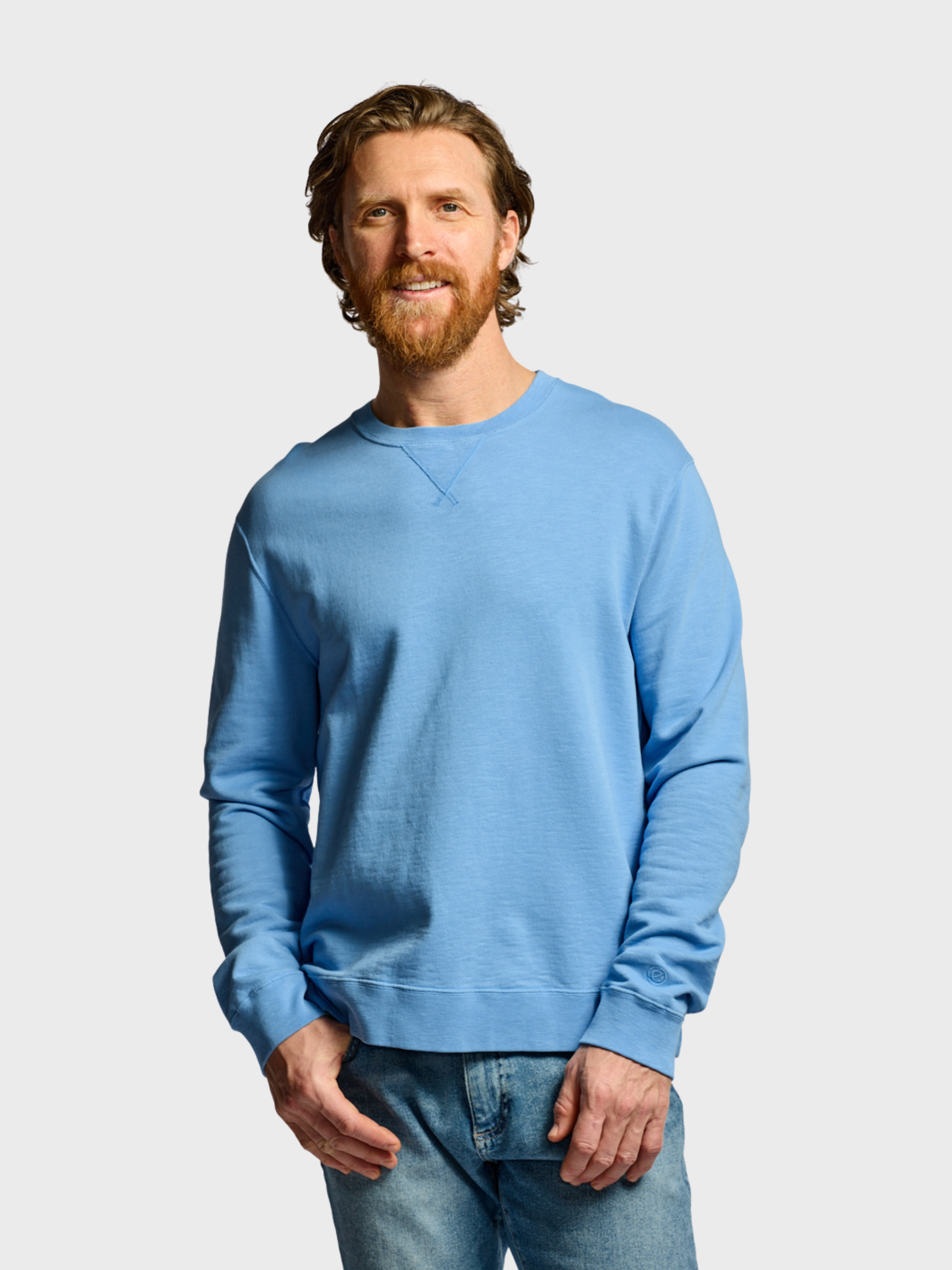 Easy Mondays Slub Cotton Sweatshirt Azure-Men's Sweatshirts-Brooklyn-Vancouver-Yaletown-Canada