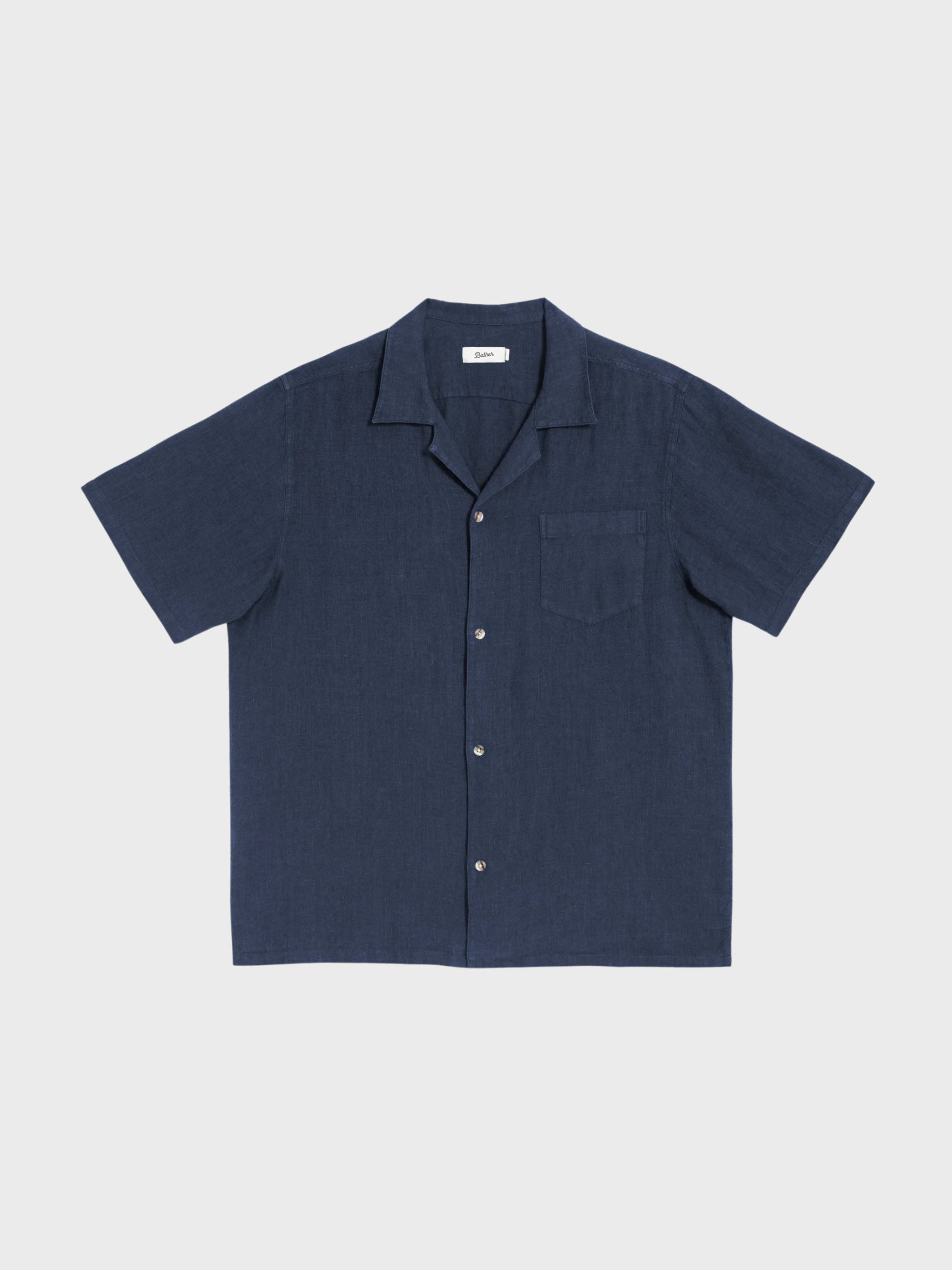 Bather Navy Linen Camp Shirt - Navy-Men's Shirts-Brooklyn-Vancouver-Yaletown-Canada