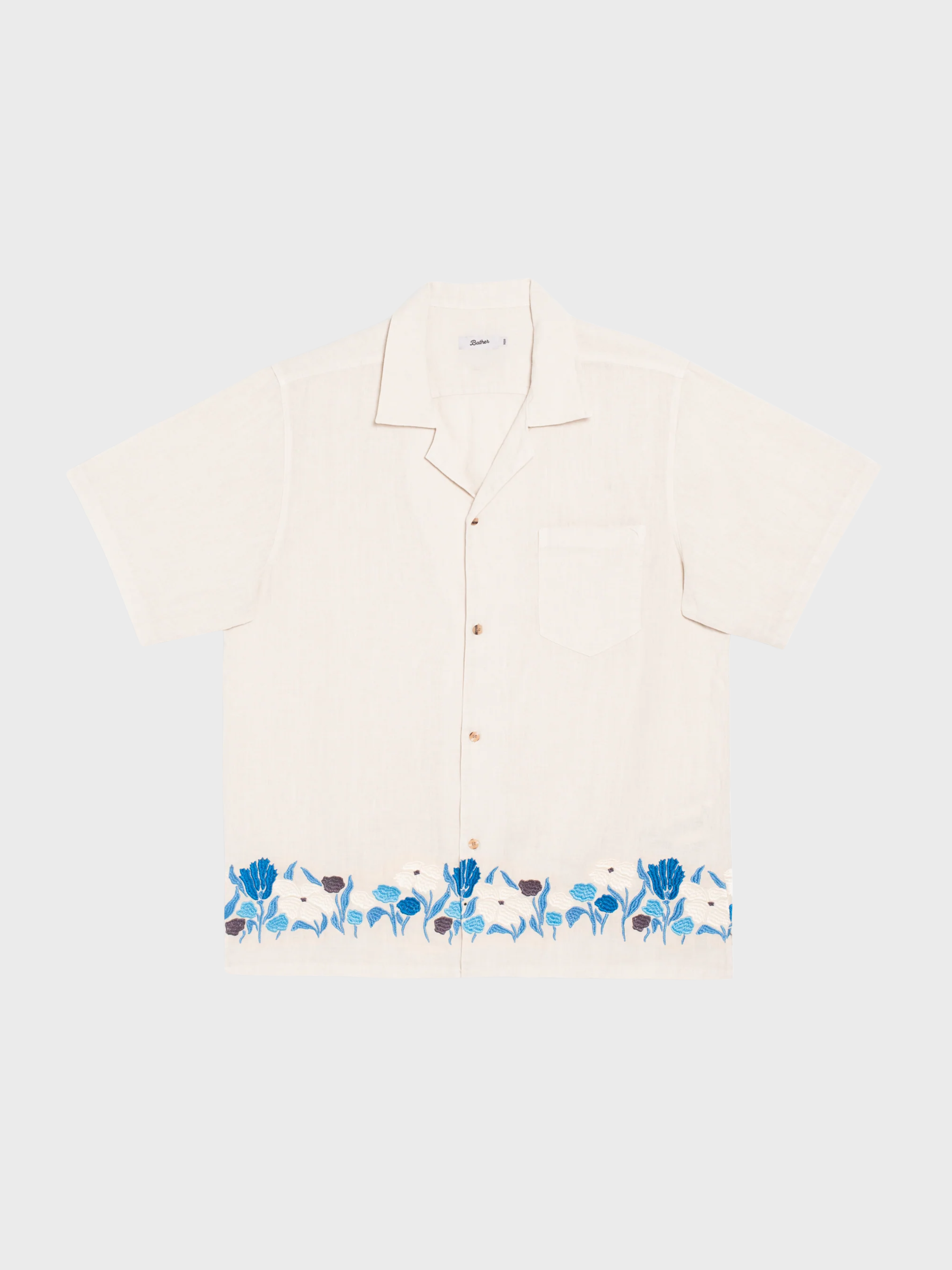 Bather Pearl Lawn Linen Camp Shirt - Natural-Men's Shirts-Brooklyn-Vancouver-Yaletown-Canada