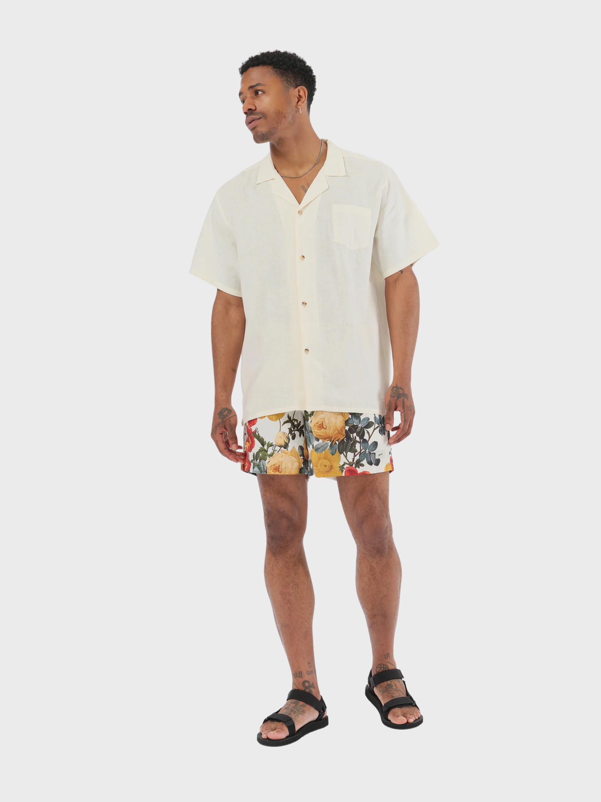 Bather Pearl Linen Camp Shirt - Natural-Men's Shirts-Brooklyn-Vancouver-Yaletown-Canada