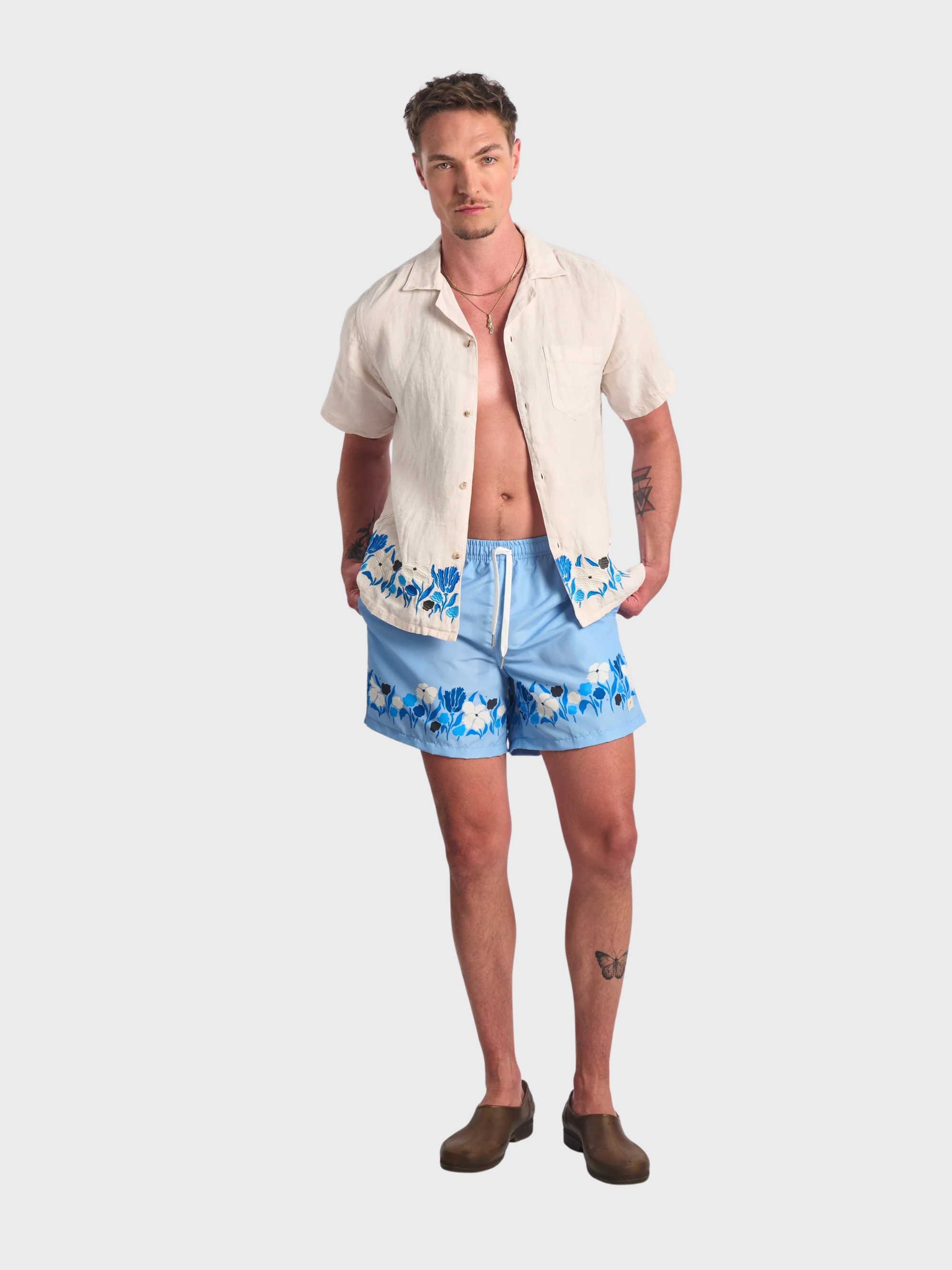 Bather Regatta Lawn Swim Trunk - Light Blue-Men's Shorts-Brooklyn-Vancouver-Yaletown-Canada