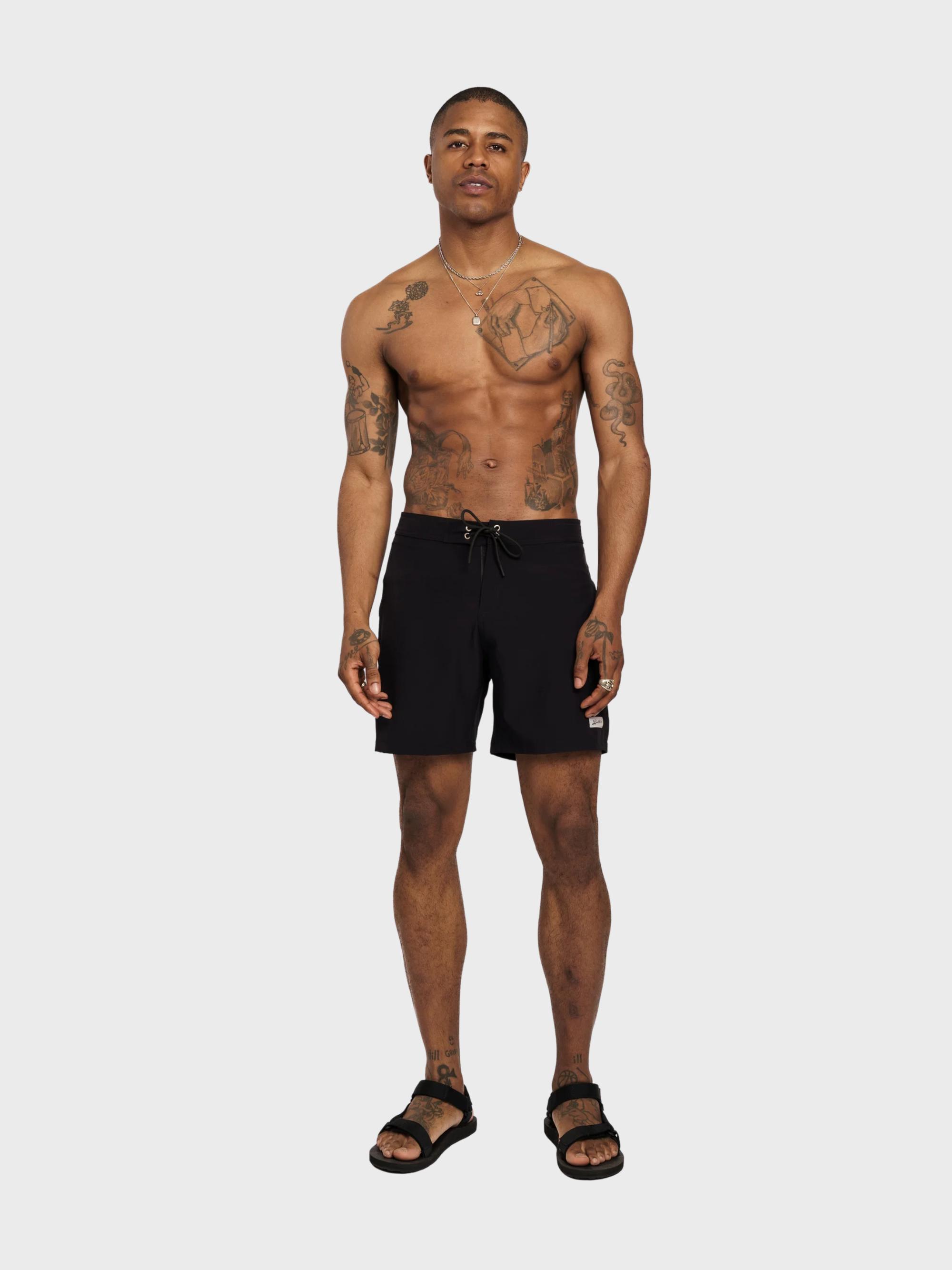 Bather Solid Black Technical Surf Trunk - Black-Men's Shorts-Brooklyn-Vancouver-Yaletown-Canada