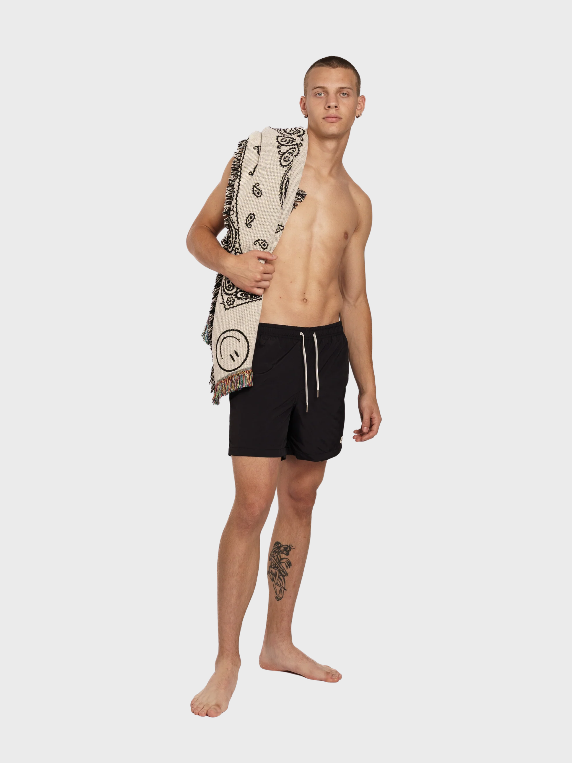 Bather Solid Black Swim Trunk - Black-Men's Shorts-Brooklyn-Vancouver-Yaletown-Canada