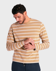 Far Afield Breton Stripe Long Sleeved T-Shirt - Sand/Cornstalk-Men's T-Shirts-Brooklyn-Vancouver-Yaletown-Canada