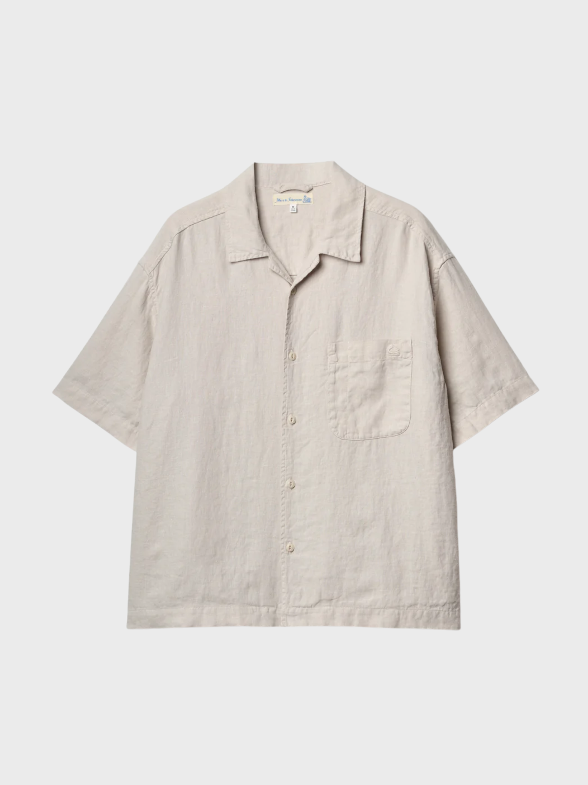 Merz Linen Bowling Short Sleeve Shirt - Light Stone-Men's Shirts-Brooklyn-Vancouver-Yaletown-Canada