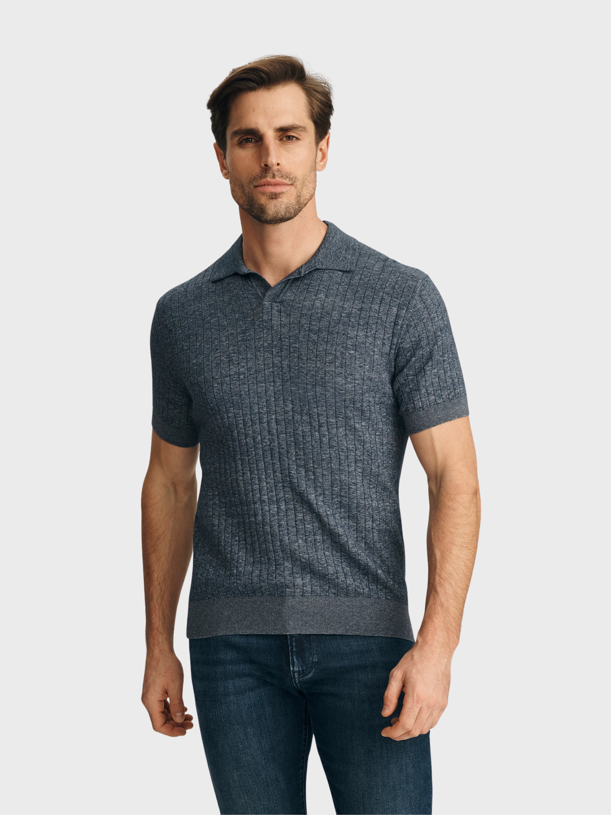 34 Heritage Melange Sweater Indigo-Men's Sweaters-Brooklyn-Vancouver-Yaletown-Canada