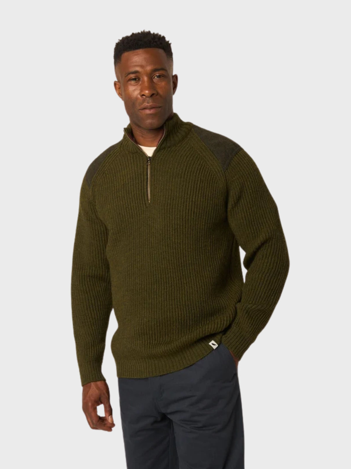 Peregrine Foxton Quarter Zip Jumper - Navy-Men's Sweaters-Brooklyn-Vancouver-Yaletown-Canada