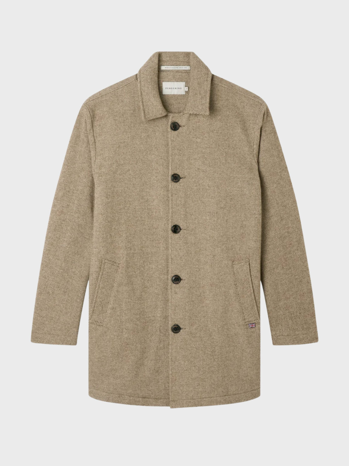 Peregrine Scout Wool Coat - Oak Heringbone-Men's Coats-Brooklyn-Vancouver-Yaletown-Canada
