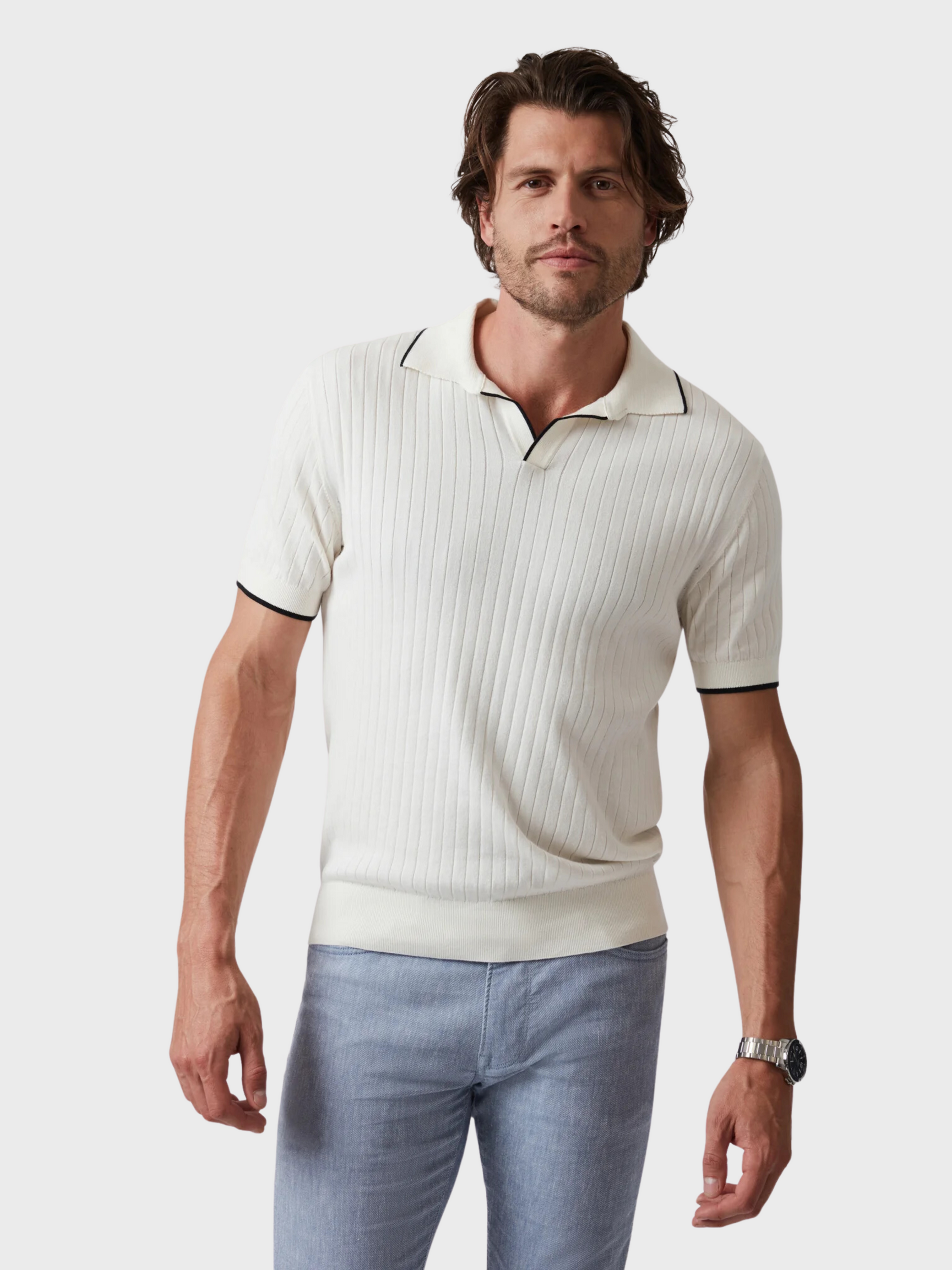 34 Heritage Polo Sweater - Off White-Men's Sweaters-Brooklyn-Vancouver-Yaletown-Canada