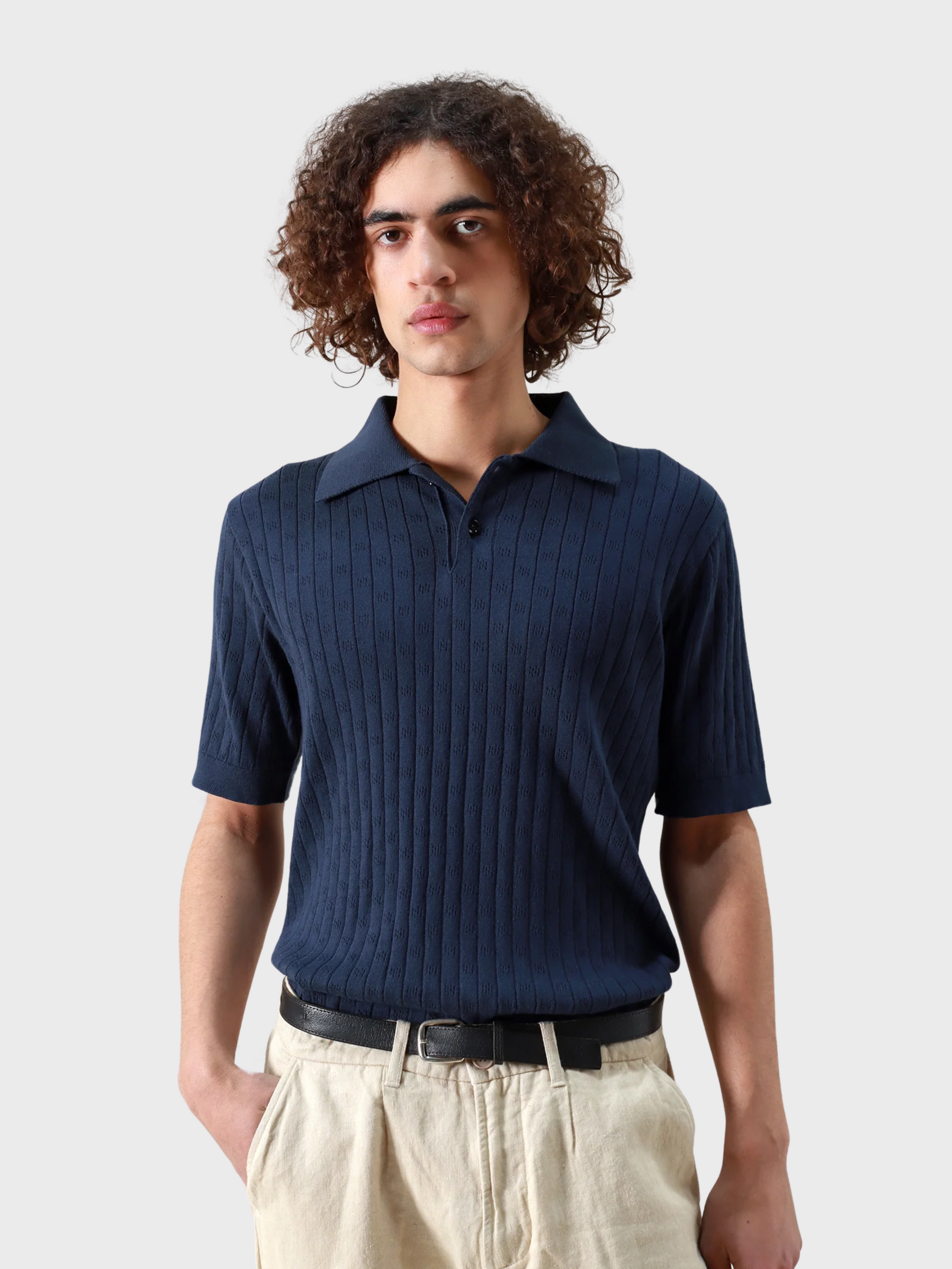 Far Afield Tee Shirt Jacobs Polo Lace - Navy Iris-Men's T-Shirts-Brooklyn-Vancouver-Yaletown-Canada