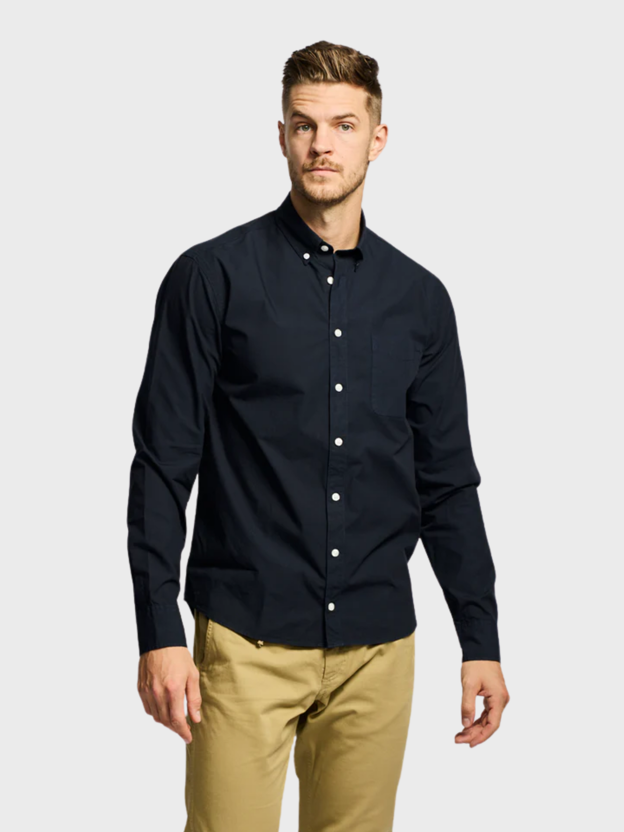 Easy Mondays Shirt Poplin - Navy-Men's Shirts-Brooklyn-Vancouver-Yaletown-Canada