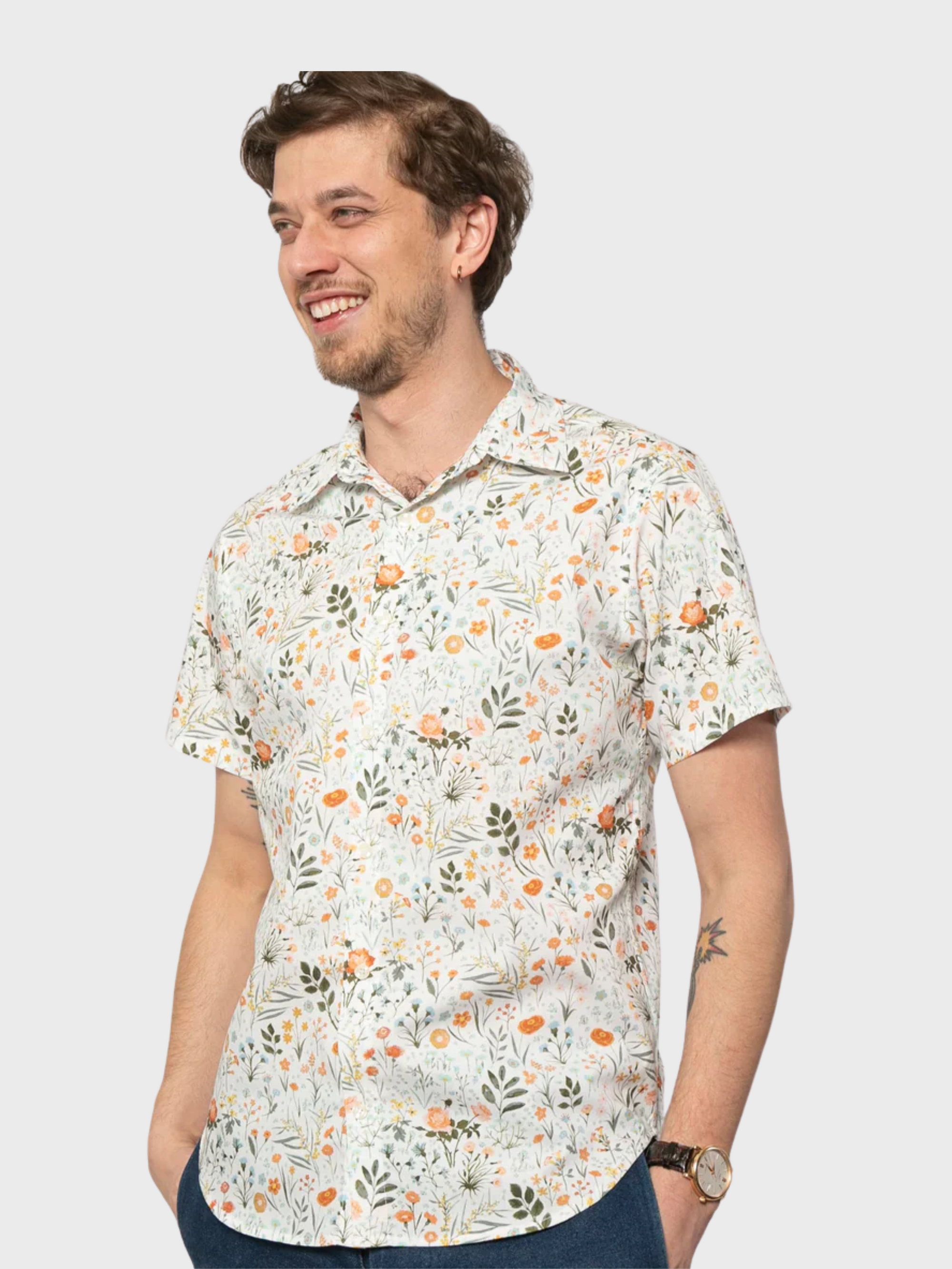 18Waits Short Sleeve Dylan Shirt Garden Days-Men's Shirts-Brooklyn-Vancouver-Yaletown-Canada