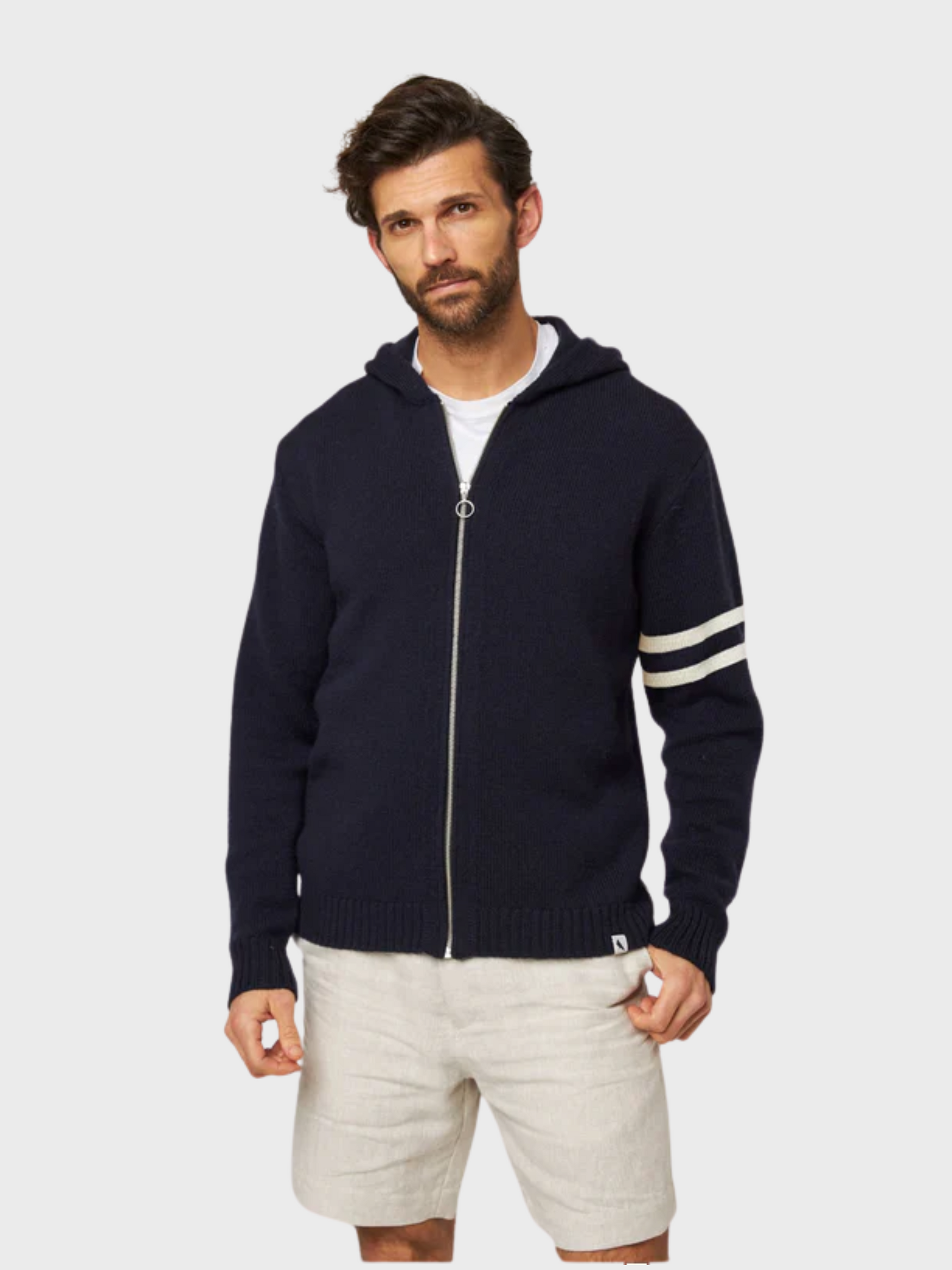 Peregrine Varsity Knitted Hoodie Navy-Men&#39;s Sweatshirts-Brooklyn-Vancouver-Yaletown-Canada