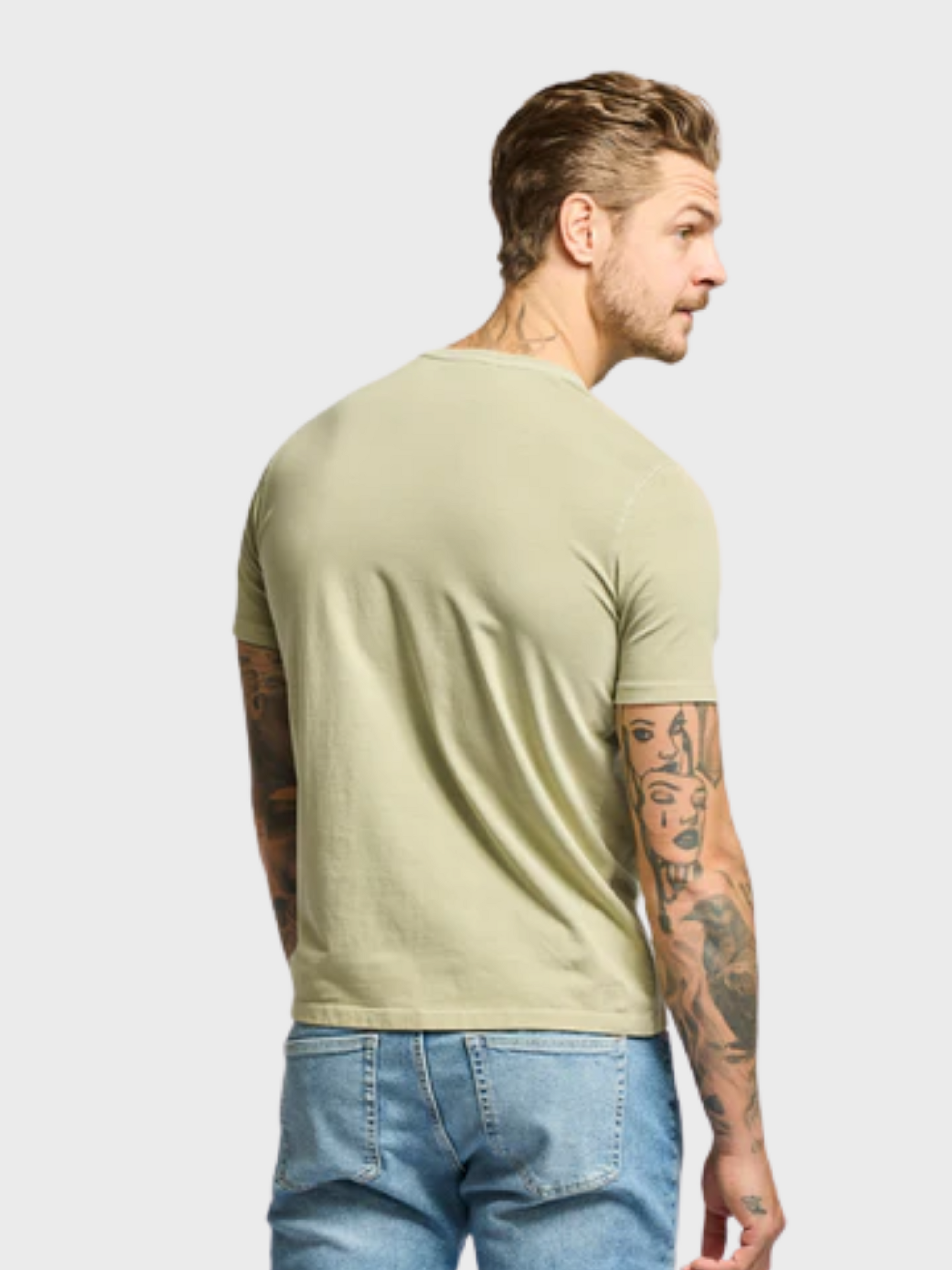 Easy Mondays Crew Neck Short Sleeve Cotton T-Shirt - Sage-Men's T-Shirts-Brooklyn-Vancouver-Yaletown-Canada
