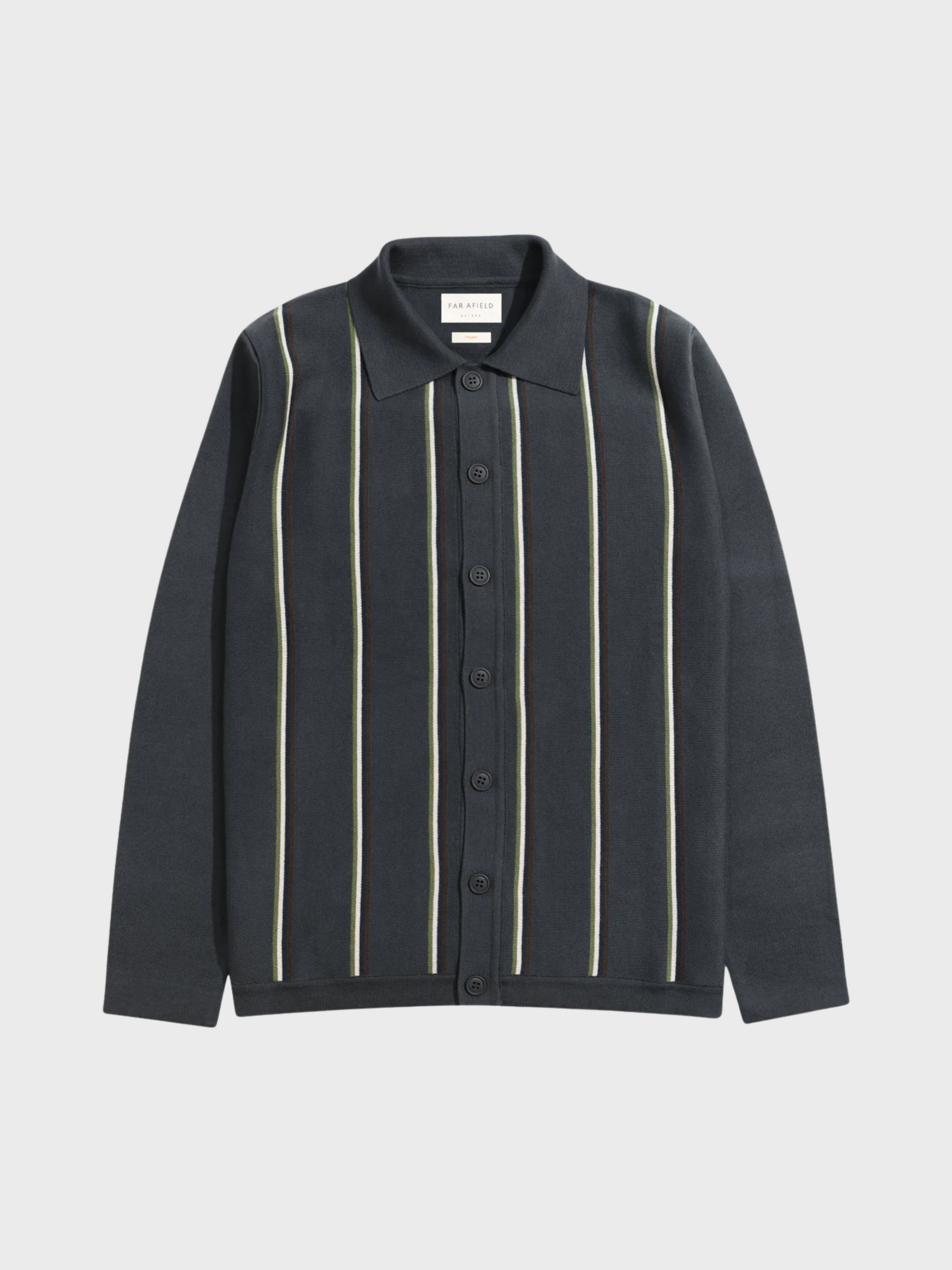 Far Afield Zigger Cardigan - Kuki Stripe - Grey Stripe Multi-Men's Sweaters-Brooklyn-Vancouver-Yaletown-Canada