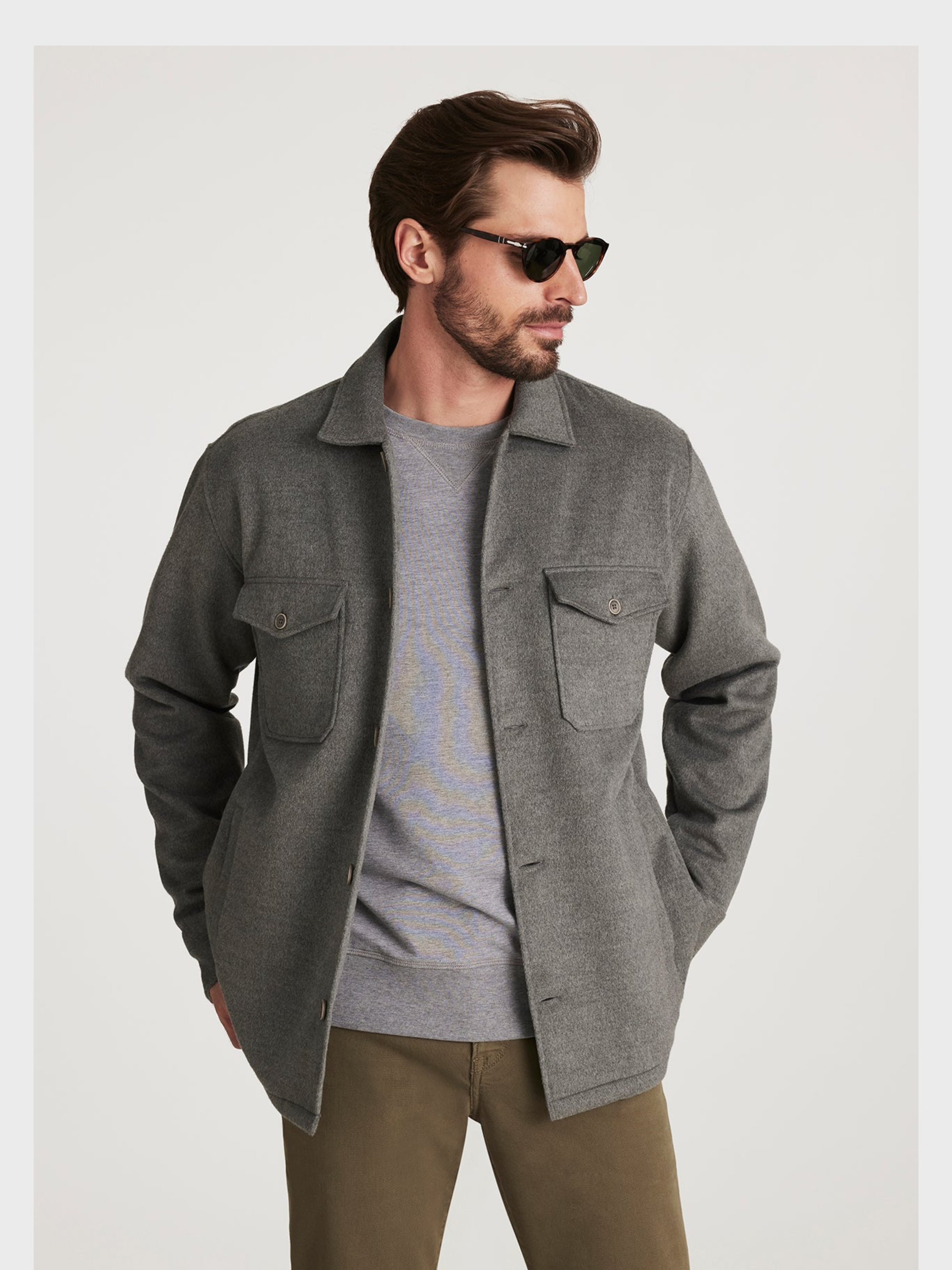 34 Heritage Button Down Overshirt Grey-Men's Shirts-Brooklyn-Vancouver-Yaletown-Canada