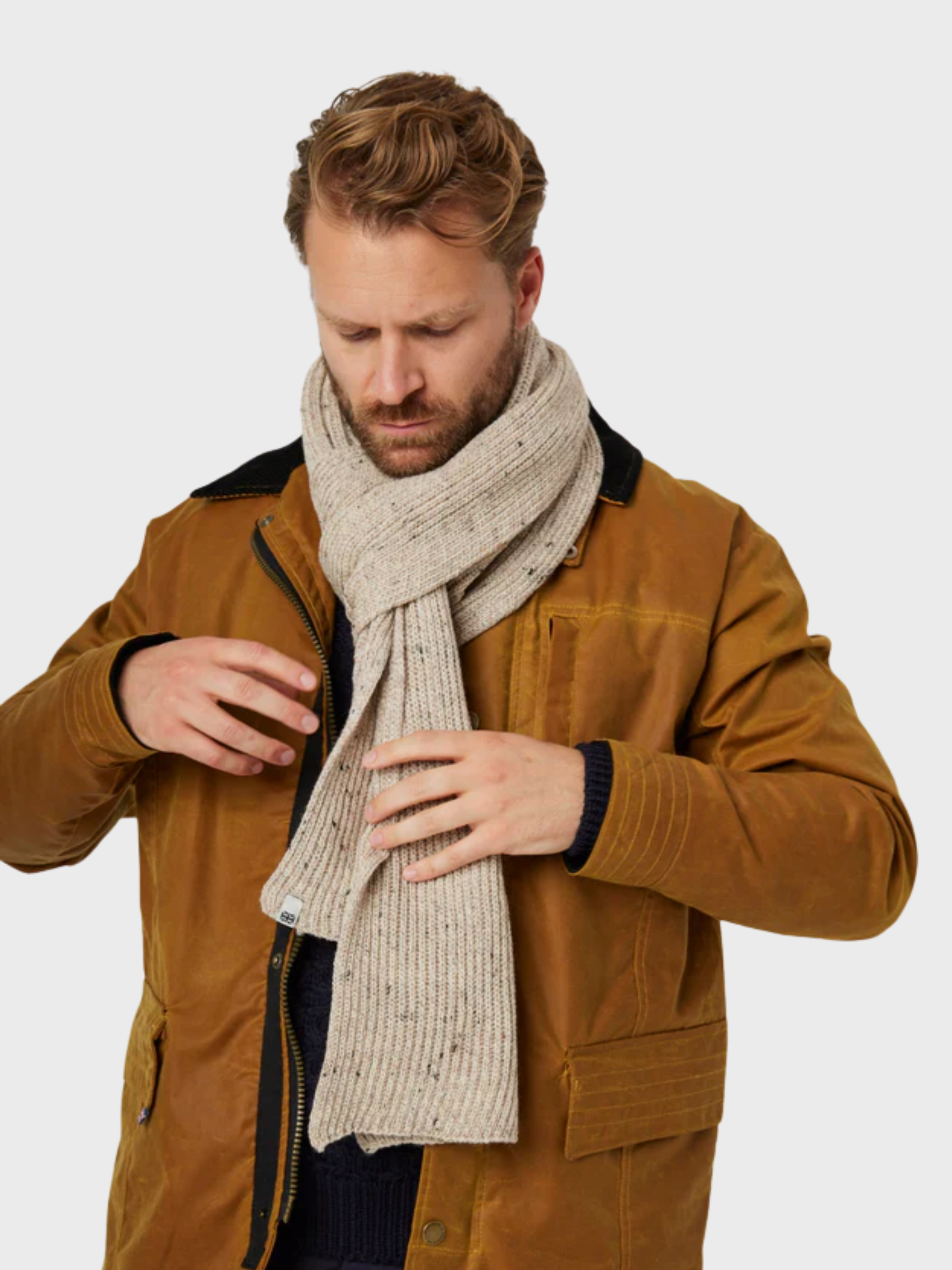 Peregrine Porter Ribbed Scarf - Oatmeal-Men's Accessories-Brooklyn-Vancouver-Yaletown-Canada