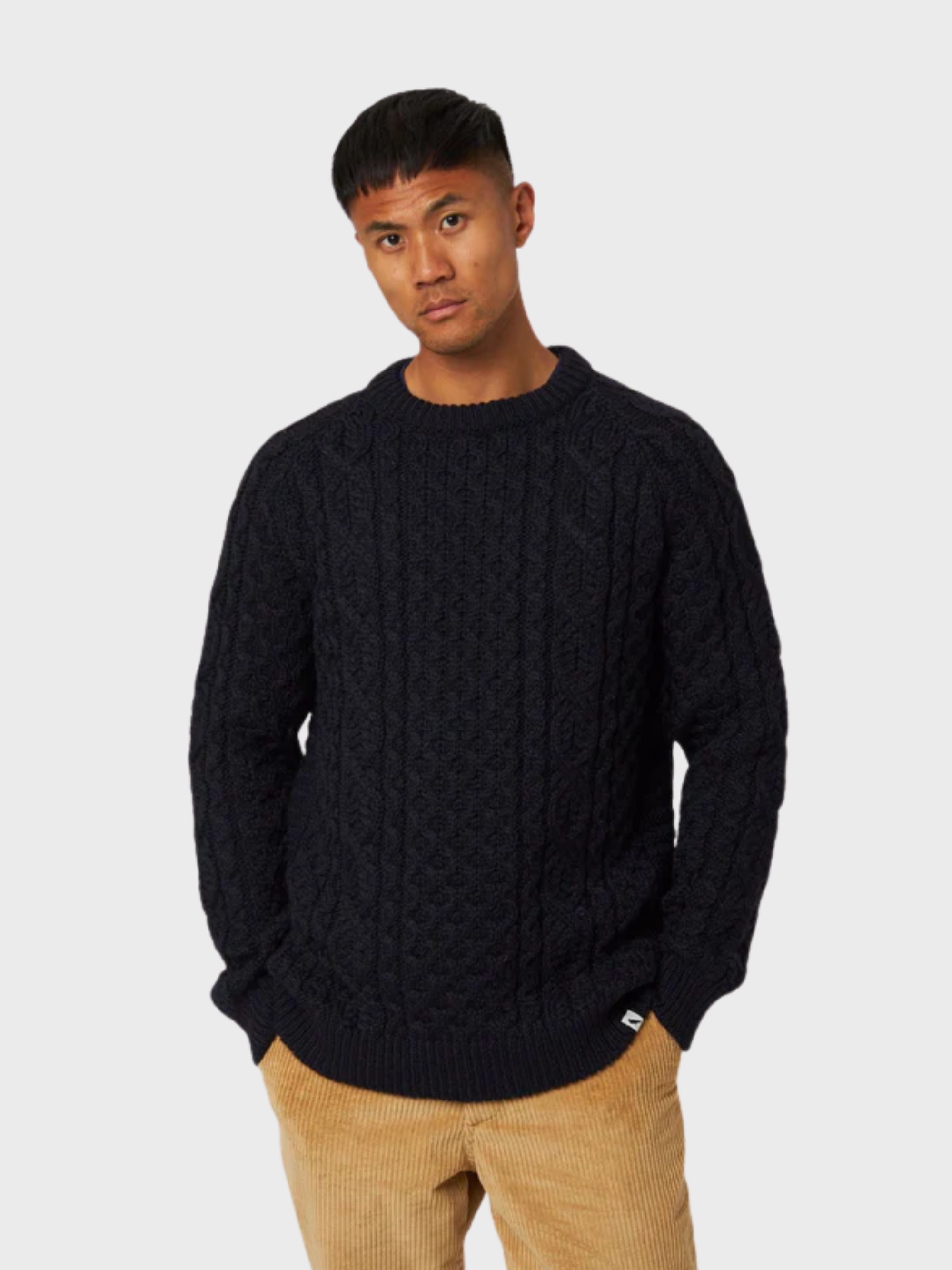 Peregrine Hudson Aran Jumper - Navy-Men's Sweaters-Brooklyn-Vancouver-Yaletown-Canada