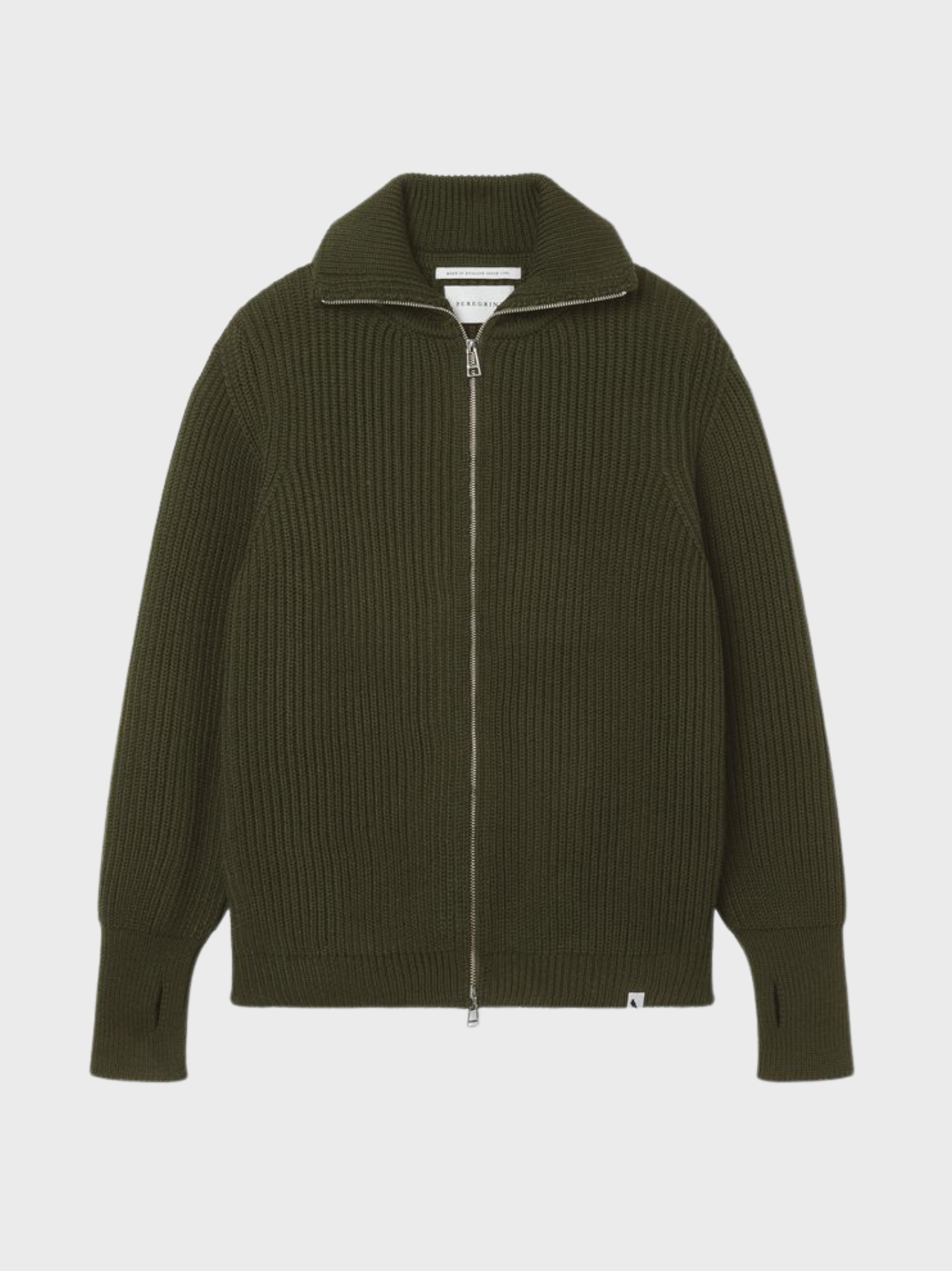 Peregrine Fisherman Cardigan - Olive-Men's Sweaters-Brooklyn-Vancouver-Yaletown-Canada