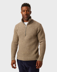 Peregrine Birchall Quarter Zip Jumper - Oak-Men's Sweaters-Brooklyn-Vancouver-Yaletown-Canada